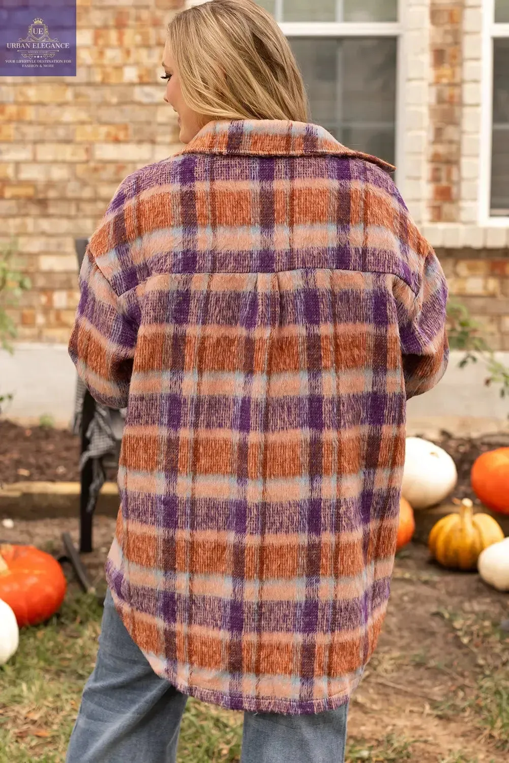 Plaid Print Plus Size Jacket