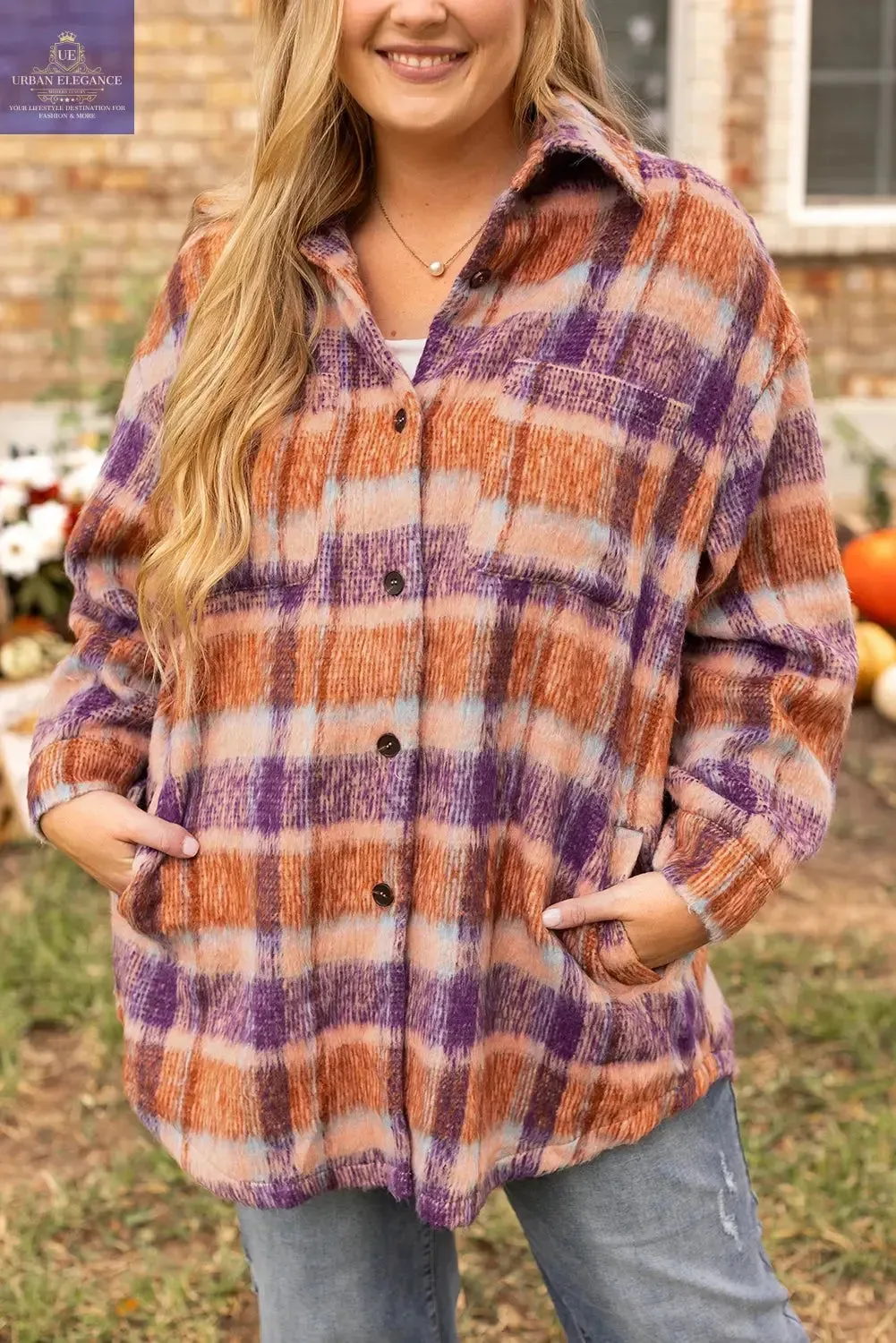 Plaid Print Plus Size Jacket