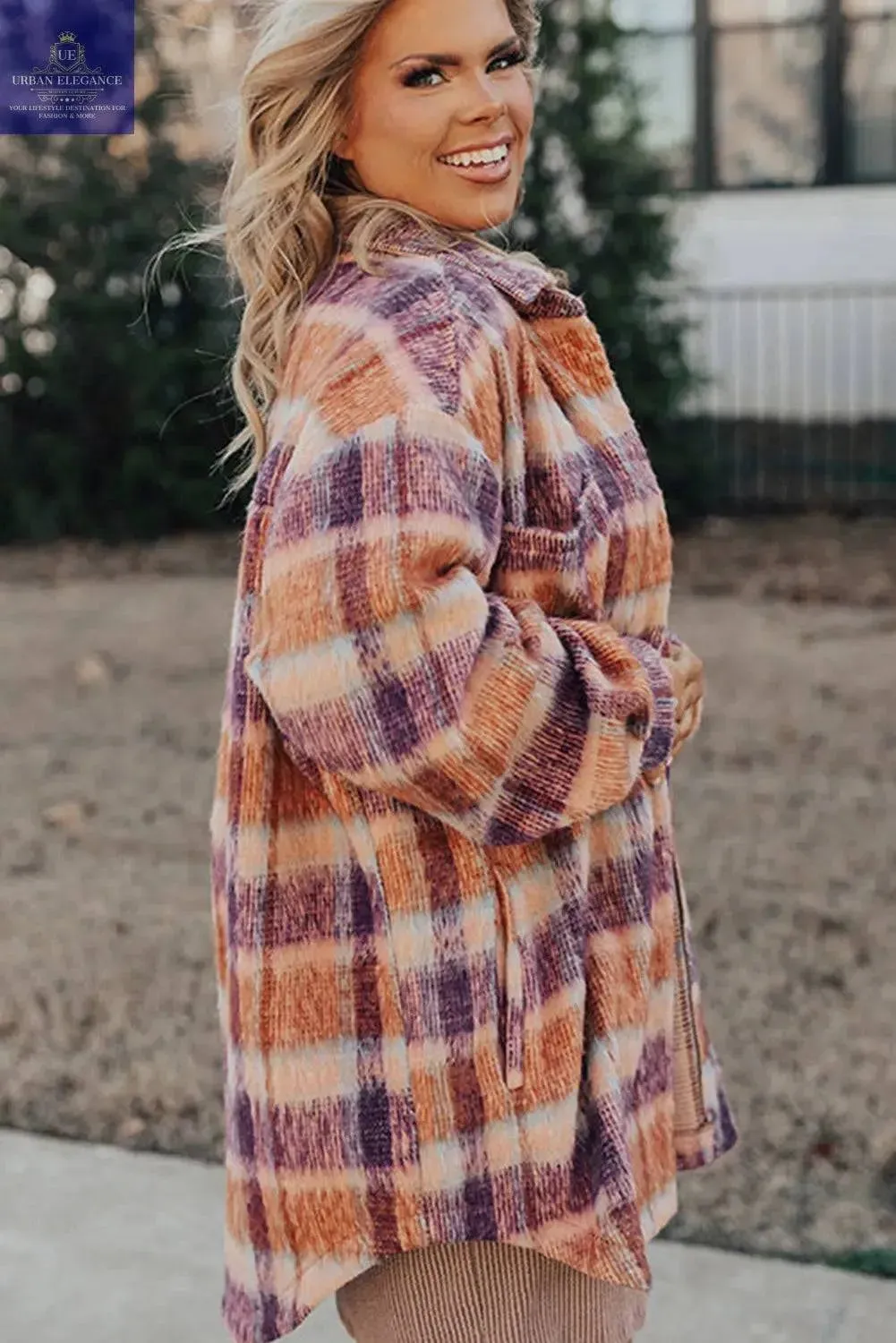 Plaid Print Plus Size Jacket