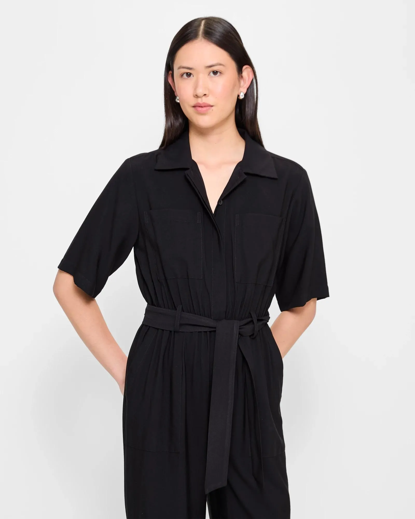 popular  V-Neck Boiler Suit - Preview - Black