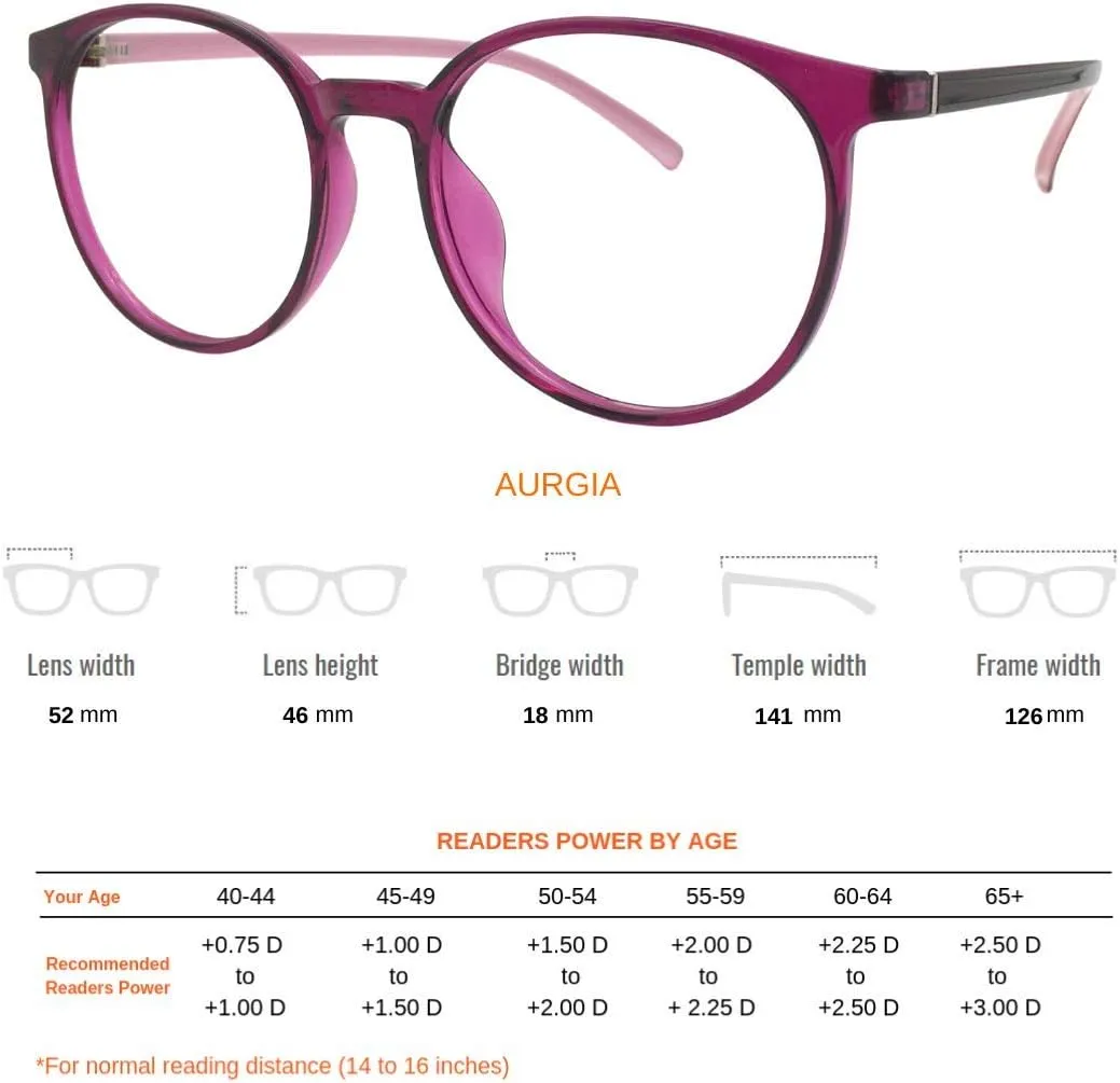 ProEyes Aurgia, Progressive Blue Light Blocking Readers, 0 Power on Top Lens, Anti-Reflective