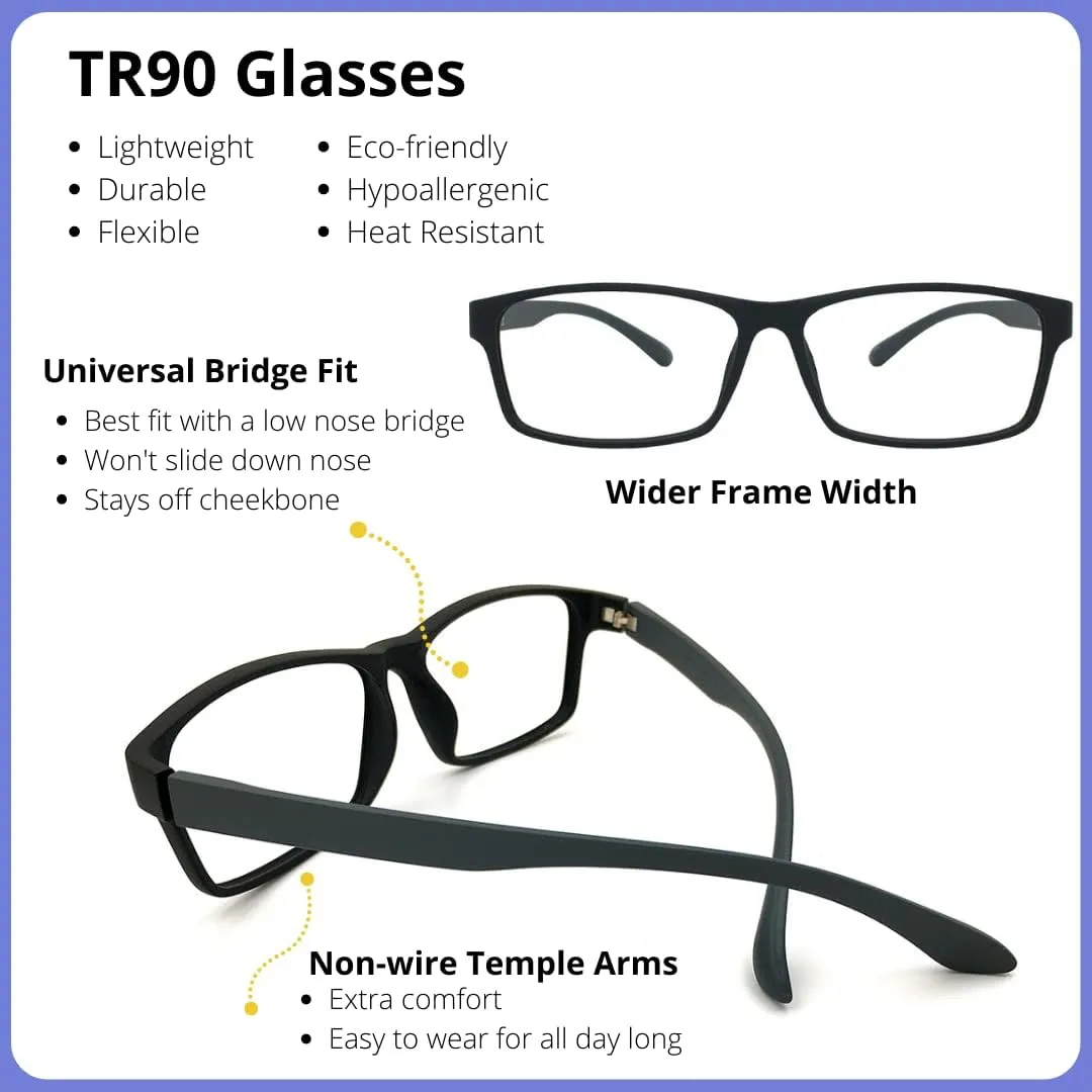 ProEyes Duncan, Big Men Progressive Blue Light Blocking Readers, 0 Strength on Top Lens