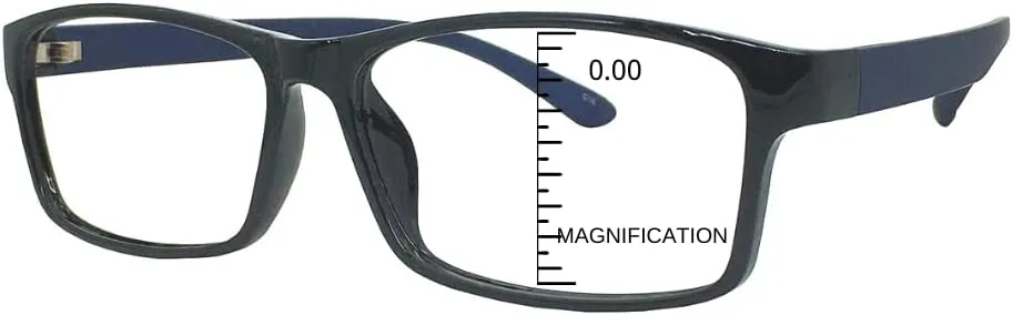 ProEyes Duncan, Big Men Progressive Blue Light Blocking Readers, 0 Strength on Top Lens