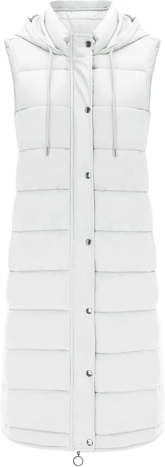 Puffer Vest Women Long Thermal Thicken Winter Coat Packable Sleeveless Down Coat Casual Trendy Outwear