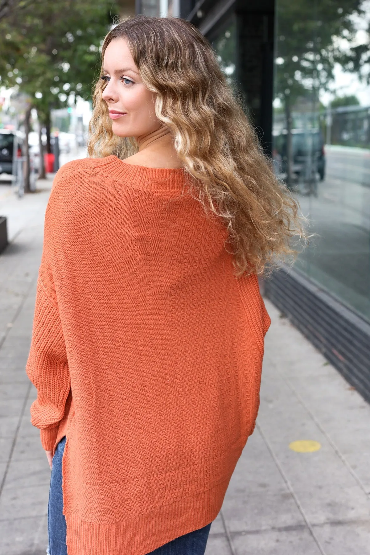 Pumpkin Asymmetrical Knit Sweater
