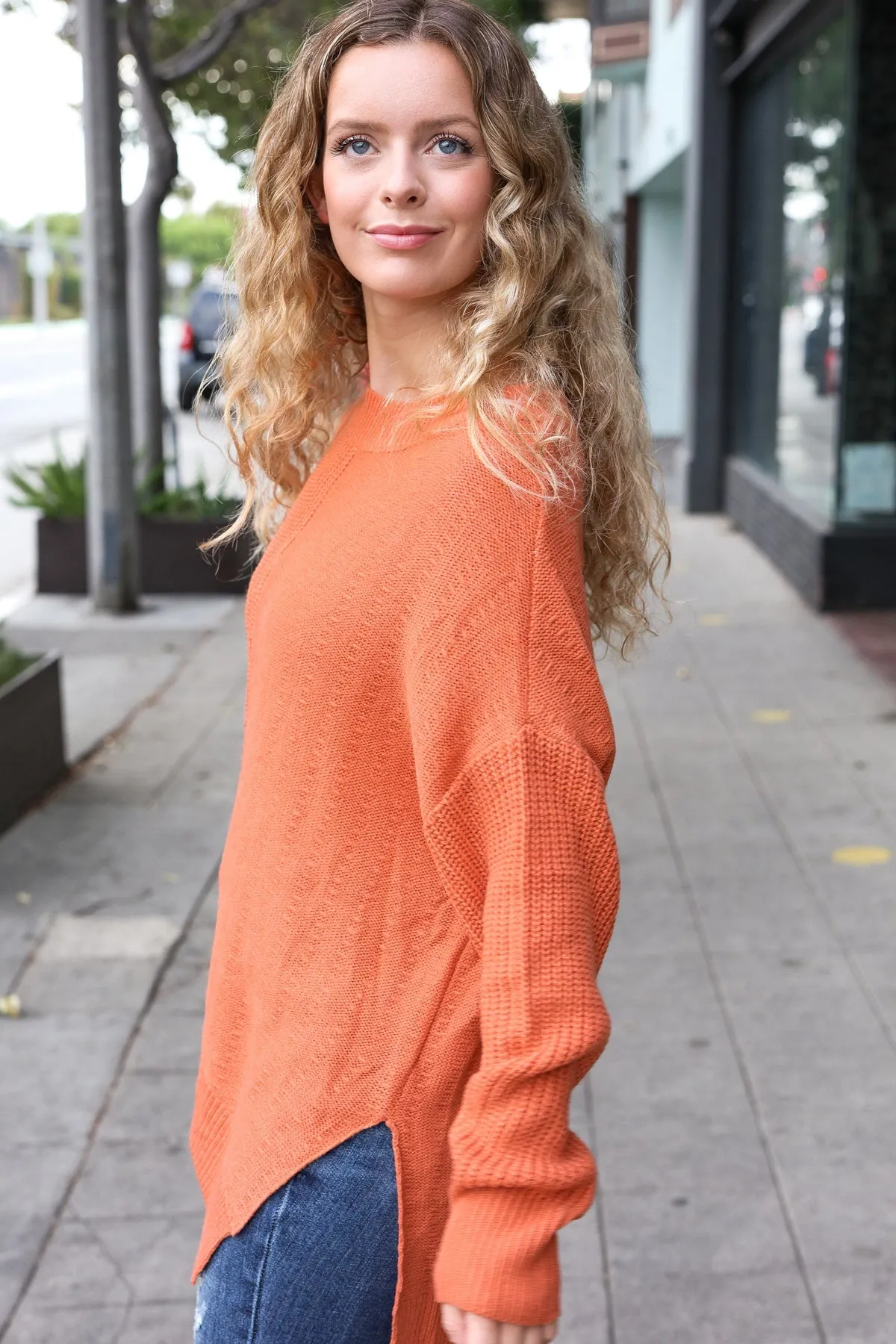 Pumpkin Asymmetrical Knit Sweater