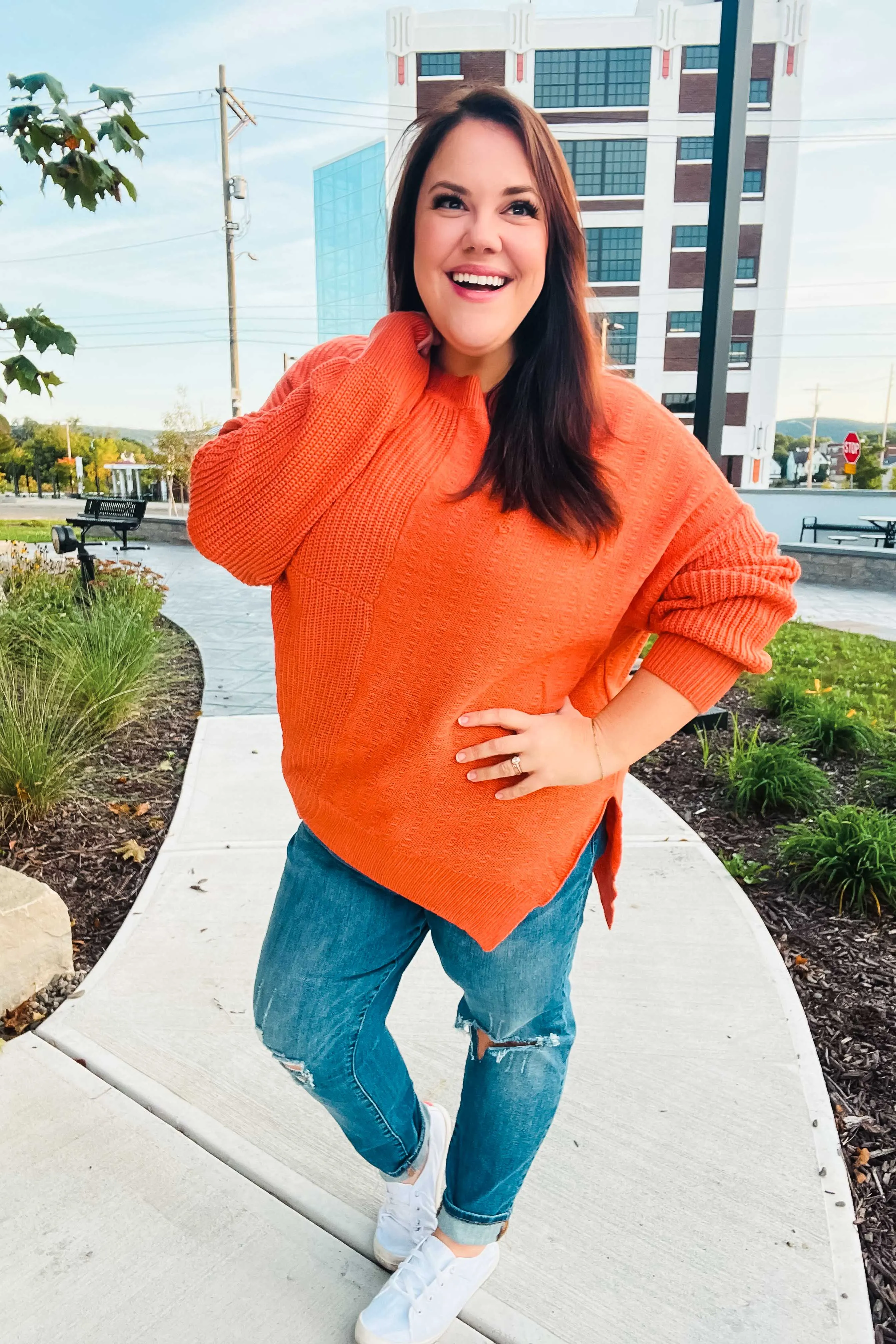 Pumpkin Asymmetrical Knit Sweater