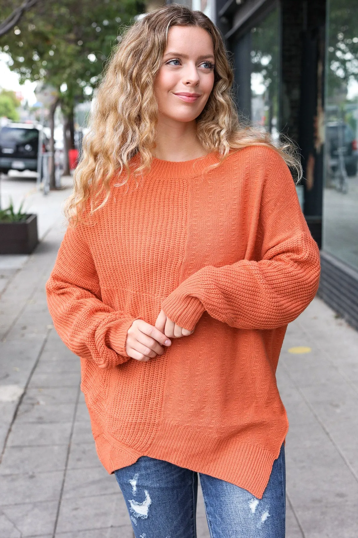 Pumpkin Asymmetrical Knit Sweater