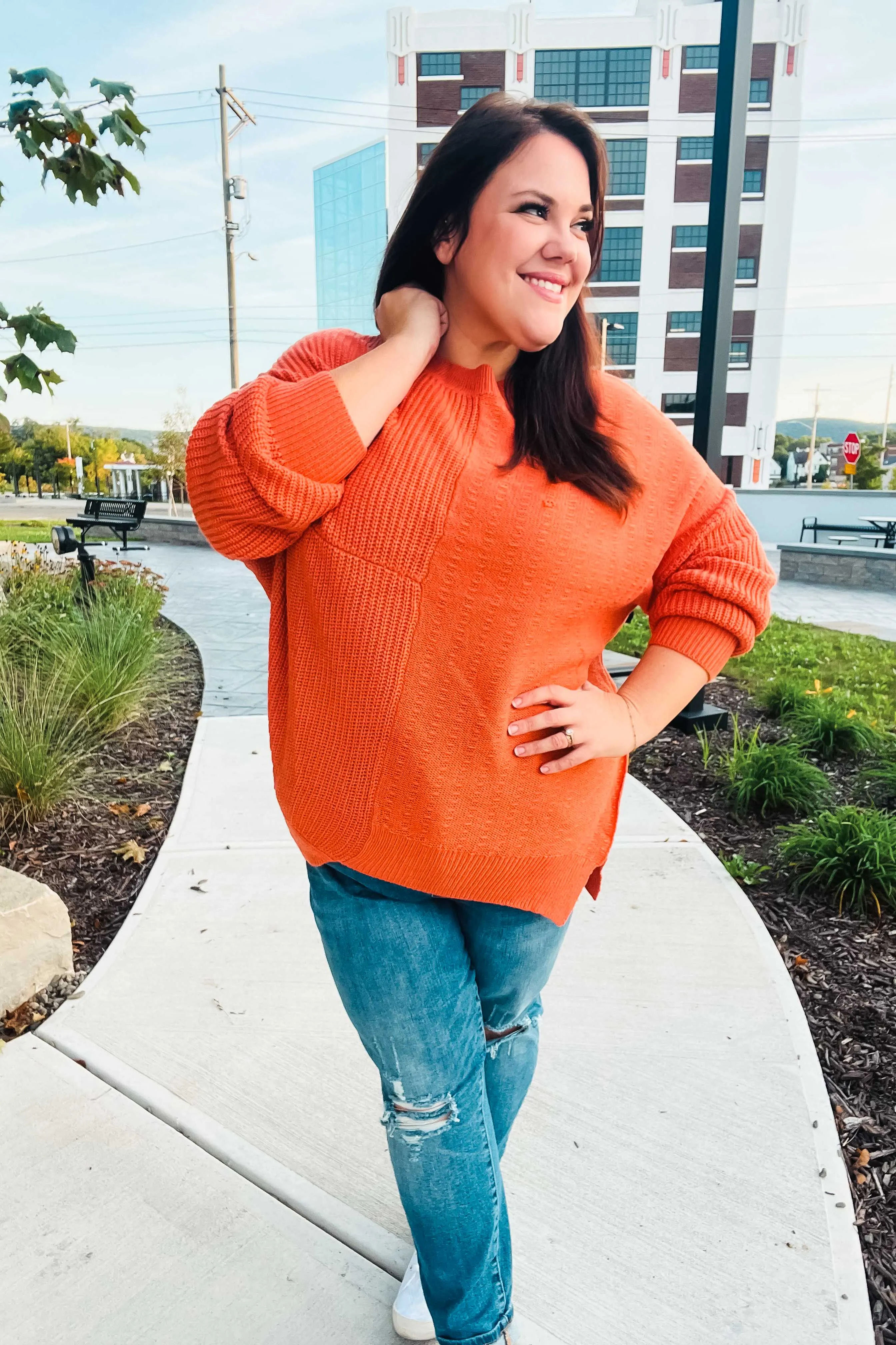 Pumpkin Asymmetrical Knit Sweater
