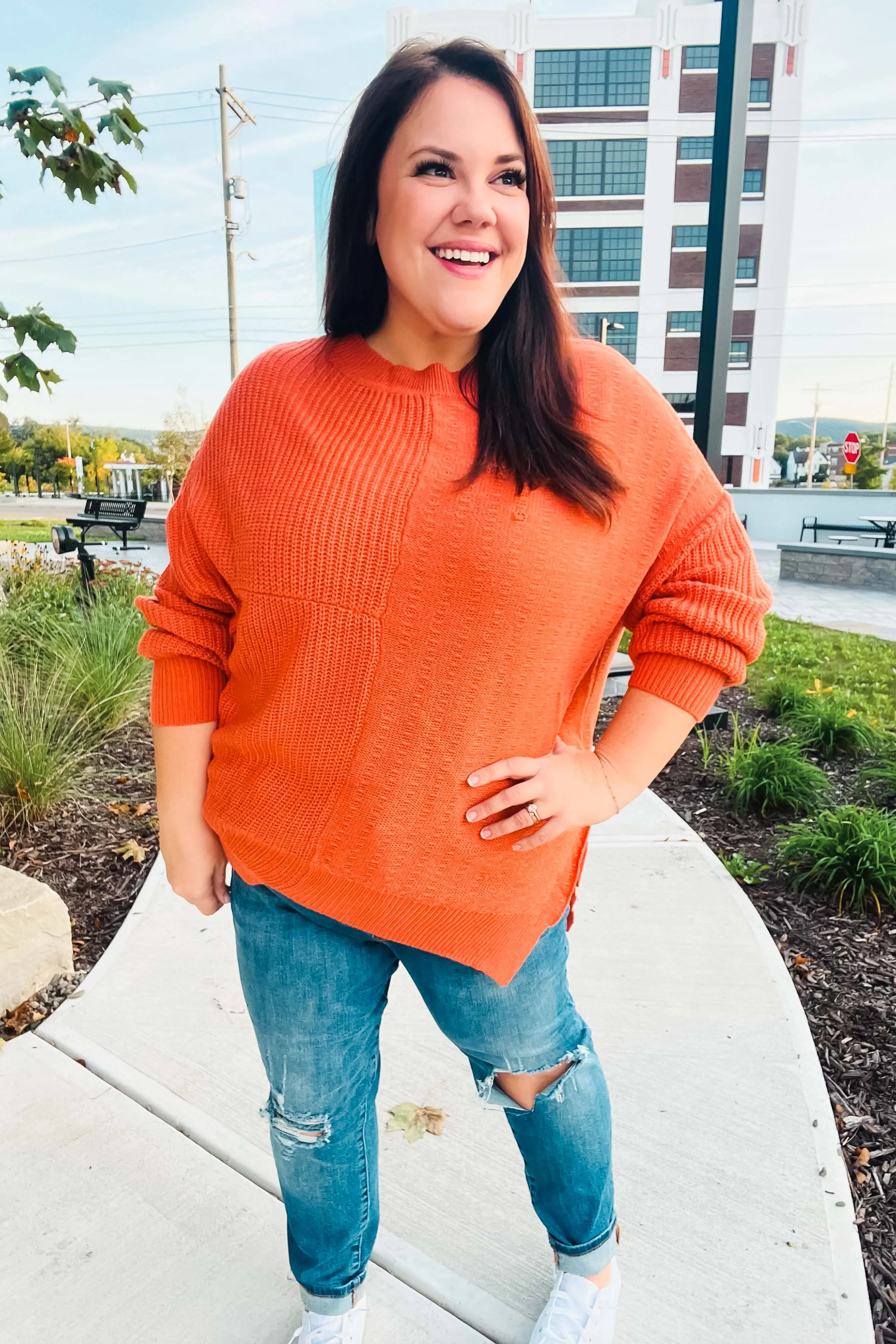 Pumpkin Asymmetrical Knit Sweater
