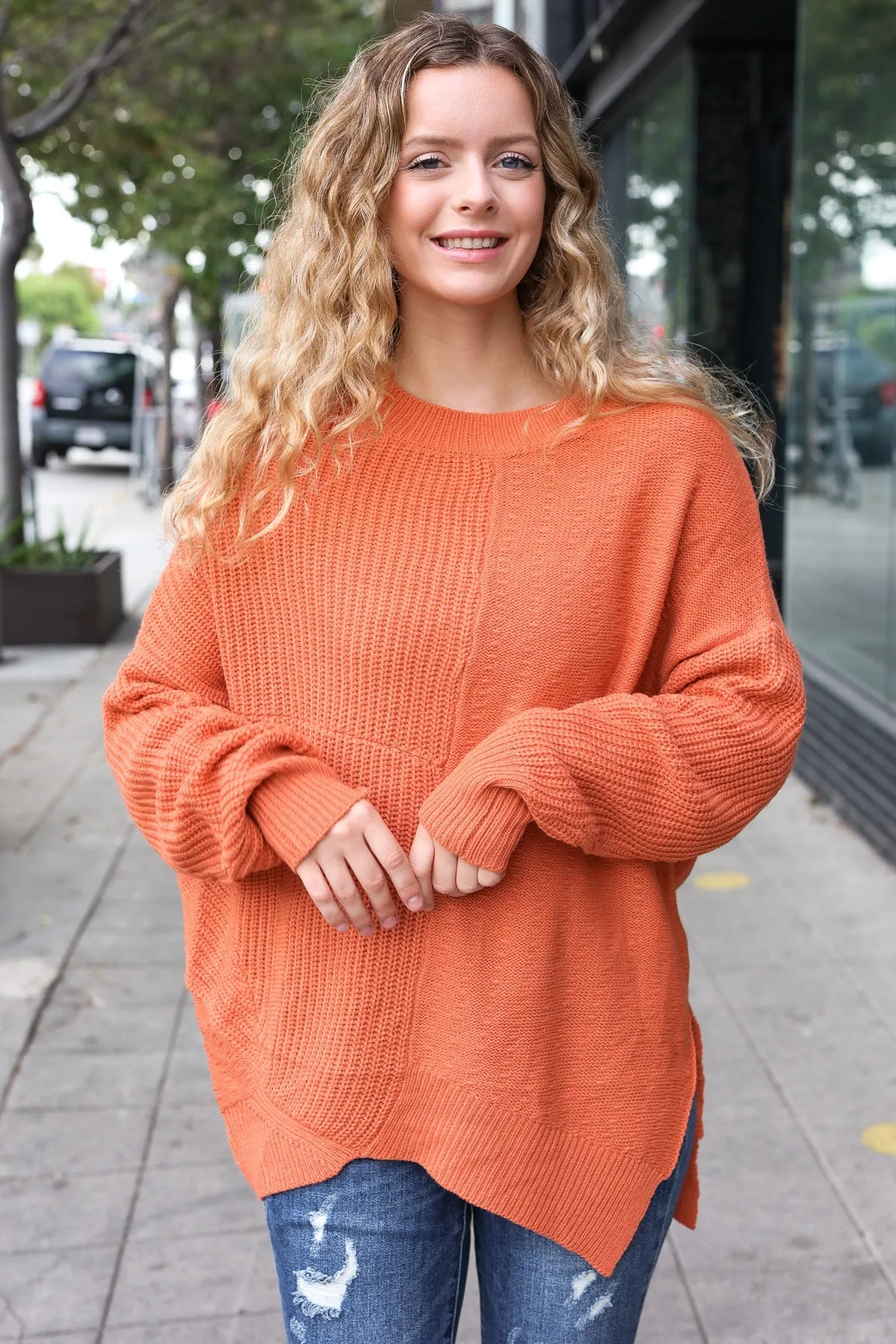 Pumpkin Asymmetrical Knit Sweater