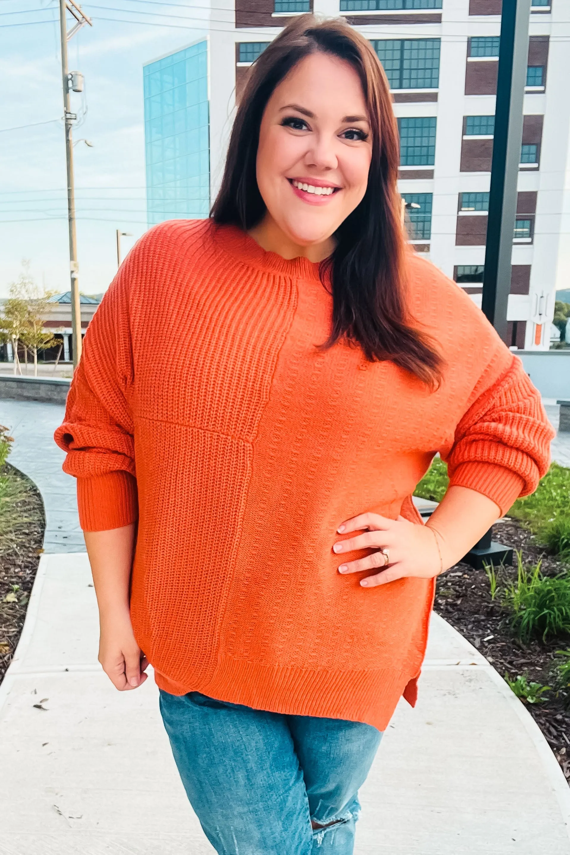 Pumpkin Asymmetrical Knit Sweater