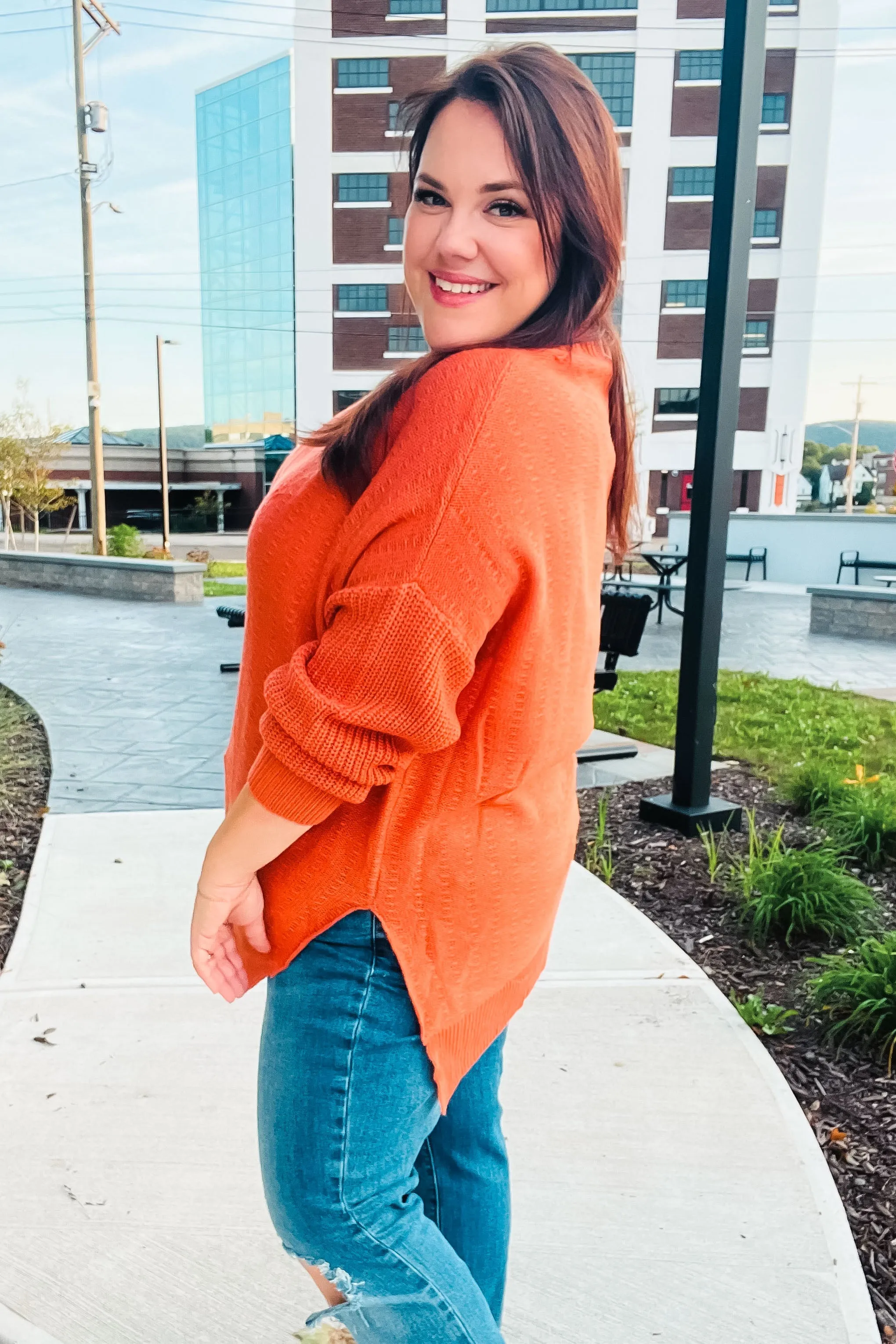 Pumpkin Asymmetrical Knit Sweater