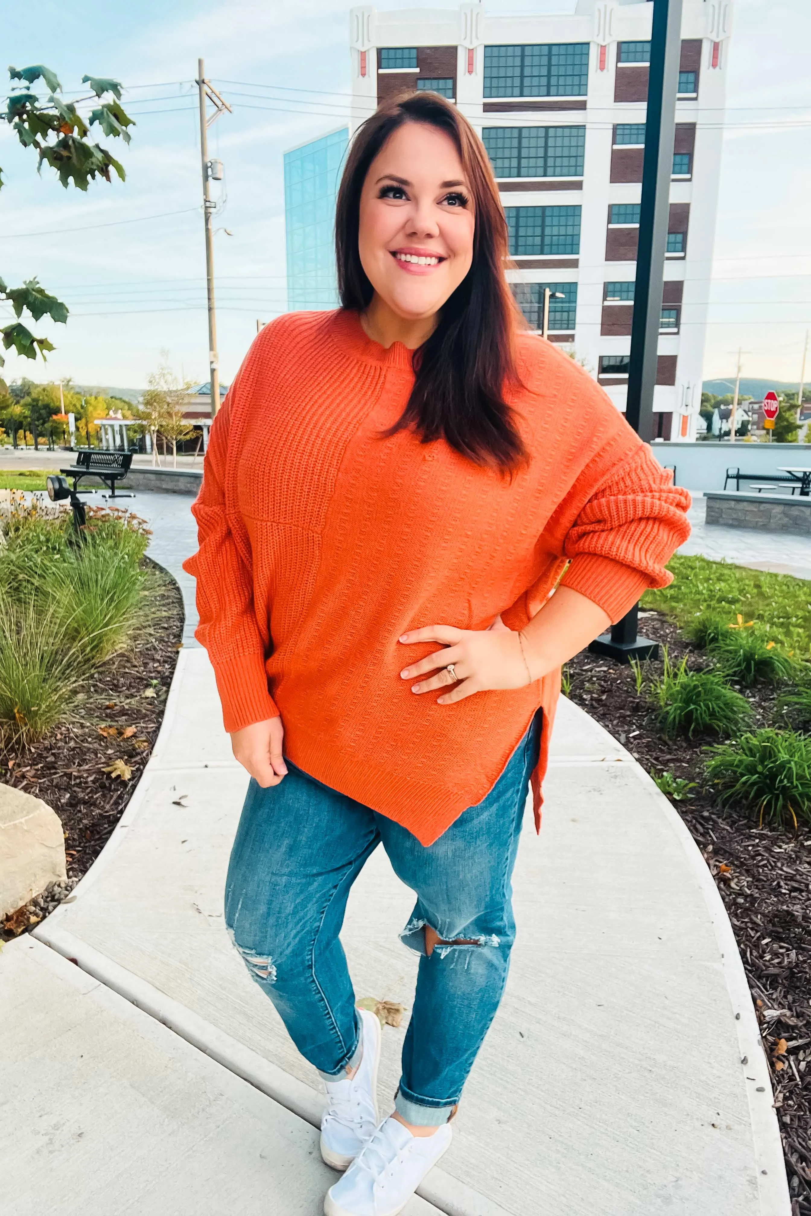 Pumpkin Asymmetrical Knit Sweater
