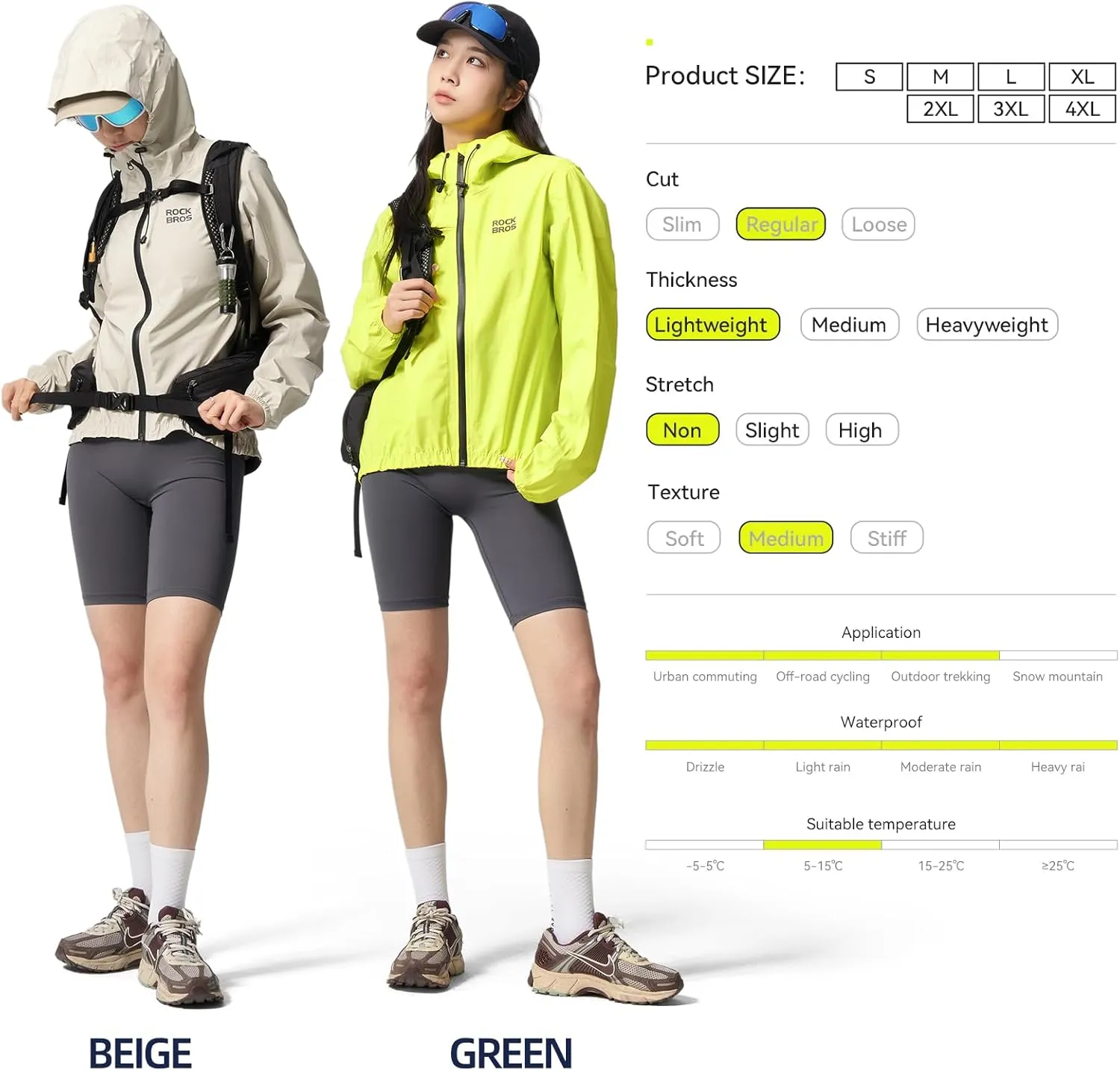 ROCKBROS Reflective Cycling Rain Jacket for Men Cycling Bike Rain Jacket Waterproof Windbreaker Jacket Biking Hiking Running