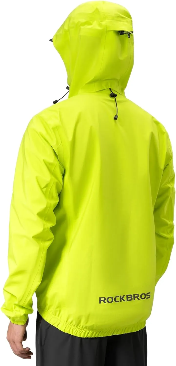 ROCKBROS Reflective Cycling Rain Jacket for Men Cycling Bike Rain Jacket Waterproof Windbreaker Jacket Biking Hiking Running