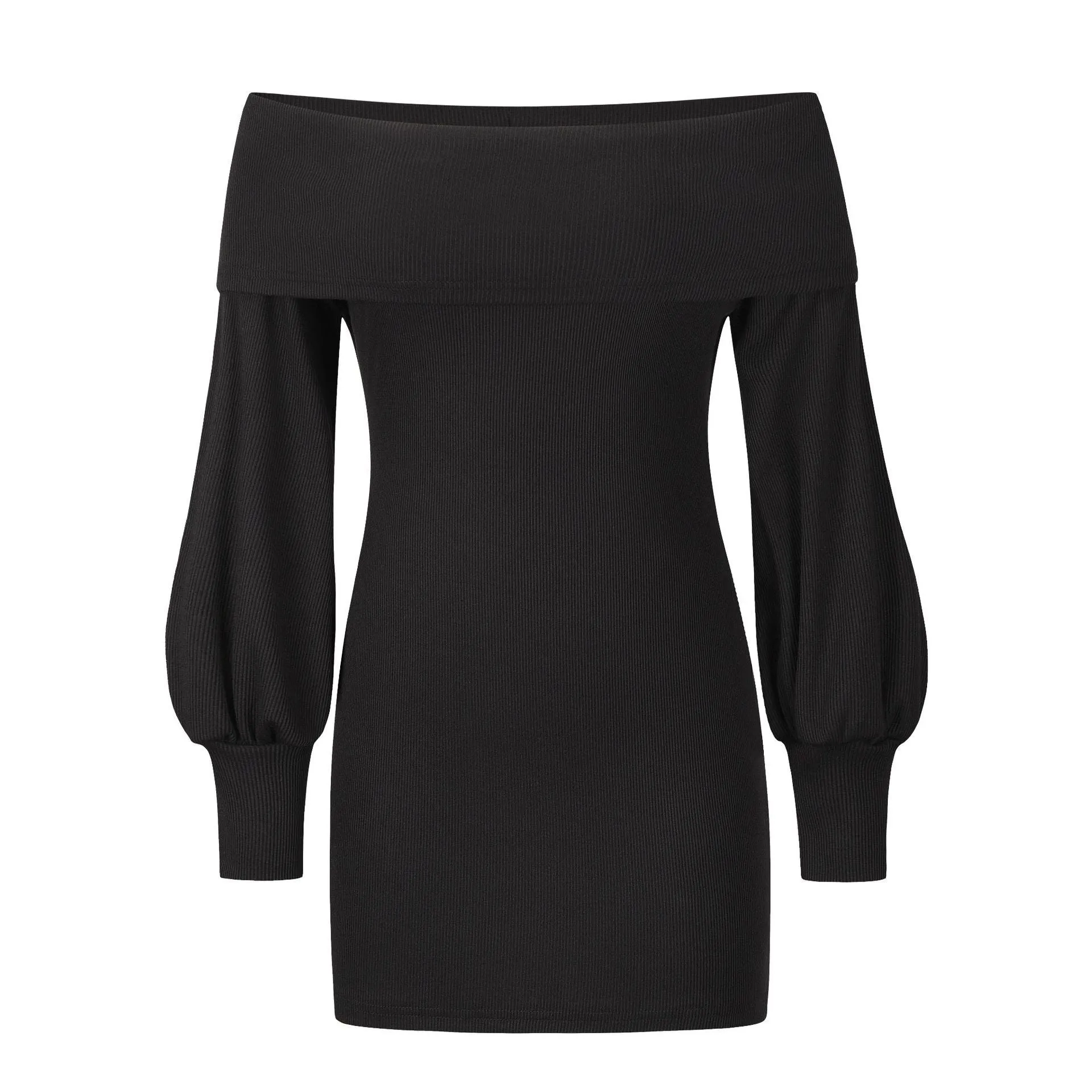Sexy bag hip knit dress strapless lantern sleeve dress