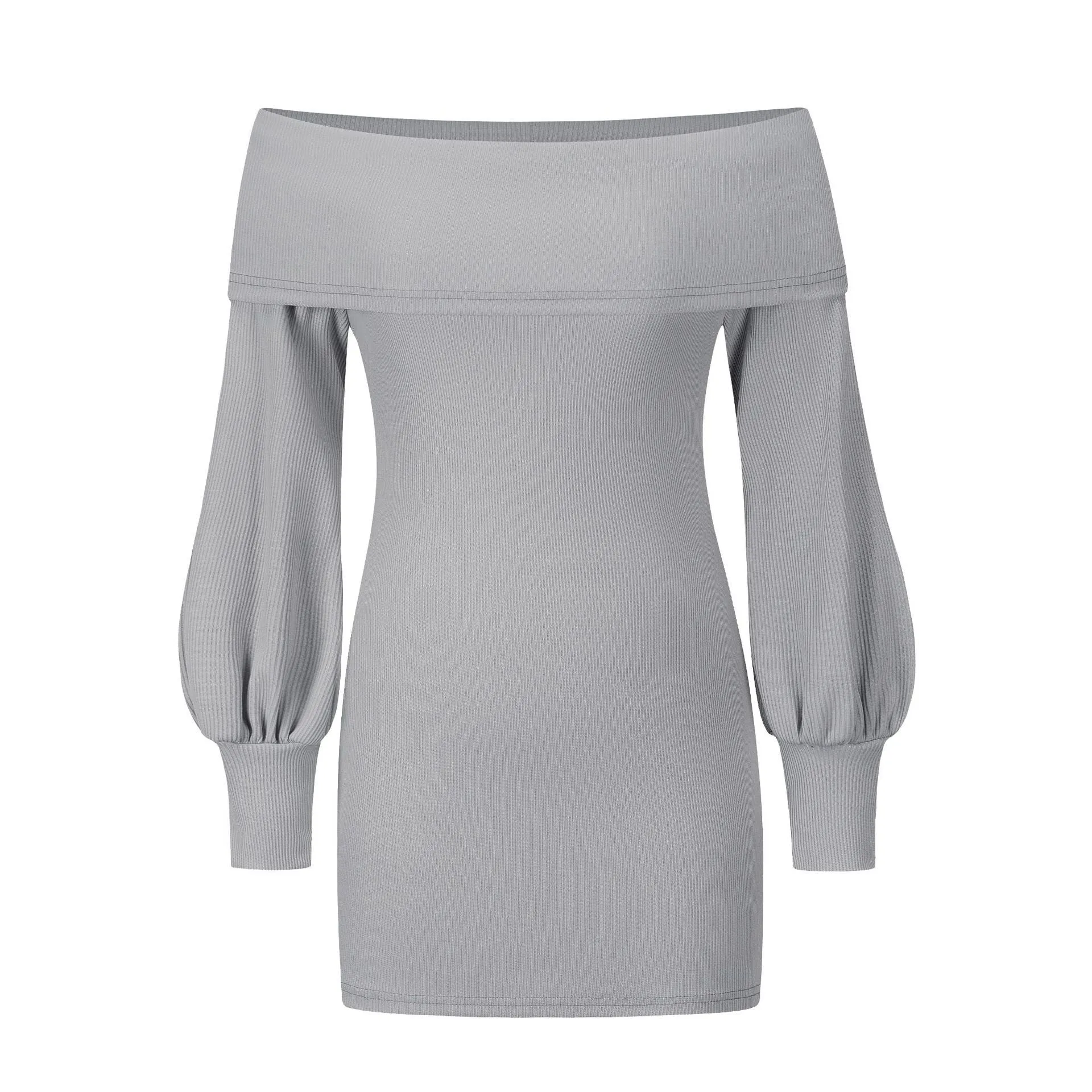Sexy bag hip knit dress strapless lantern sleeve dress