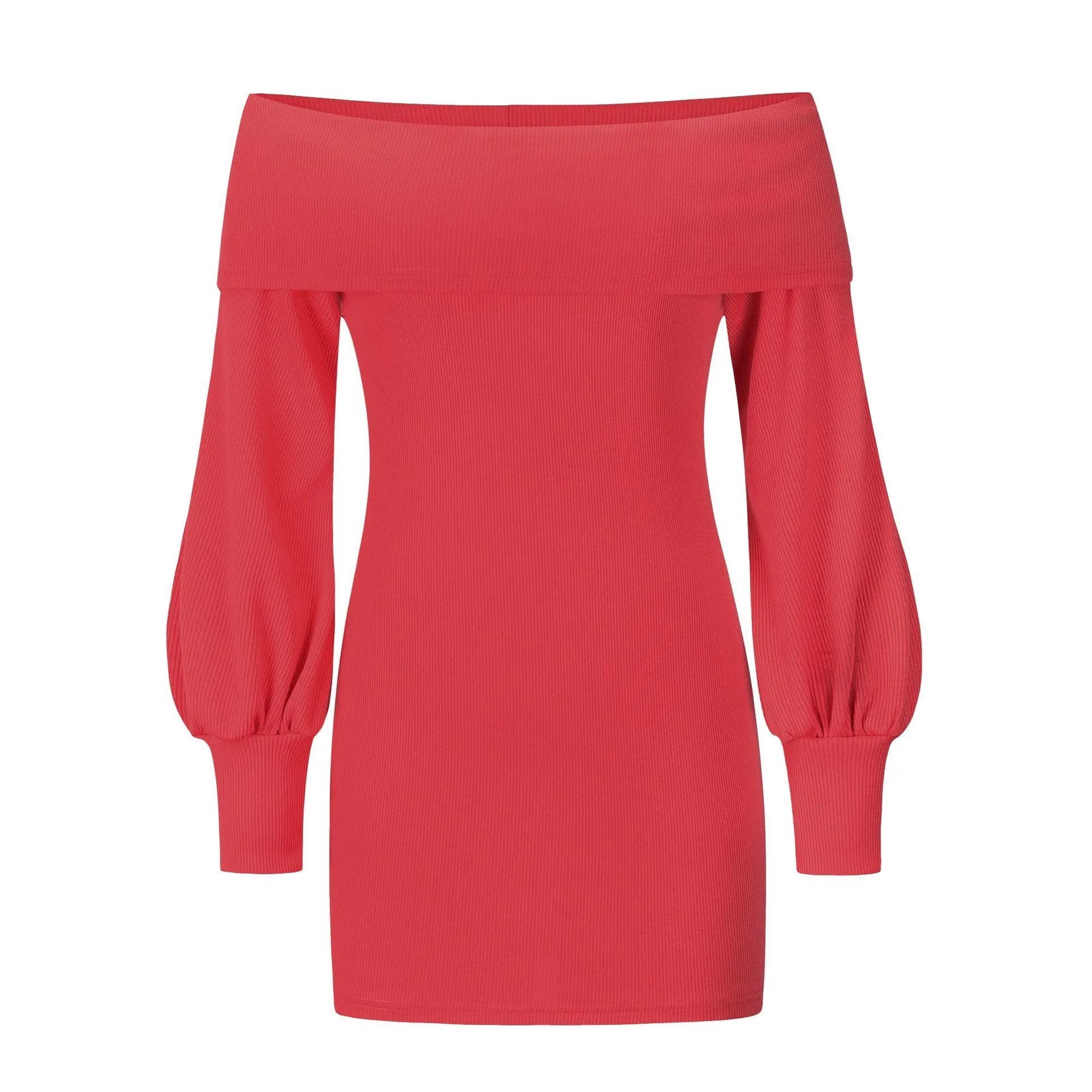 Sexy bag hip knit dress strapless lantern sleeve dress