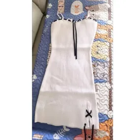 Sexy Bodycon Knit Slip Mini Dress Knitted Sweet Spring Autumn Spaghetti Strap Short Dresses Party Kawaii Y2k Outfits