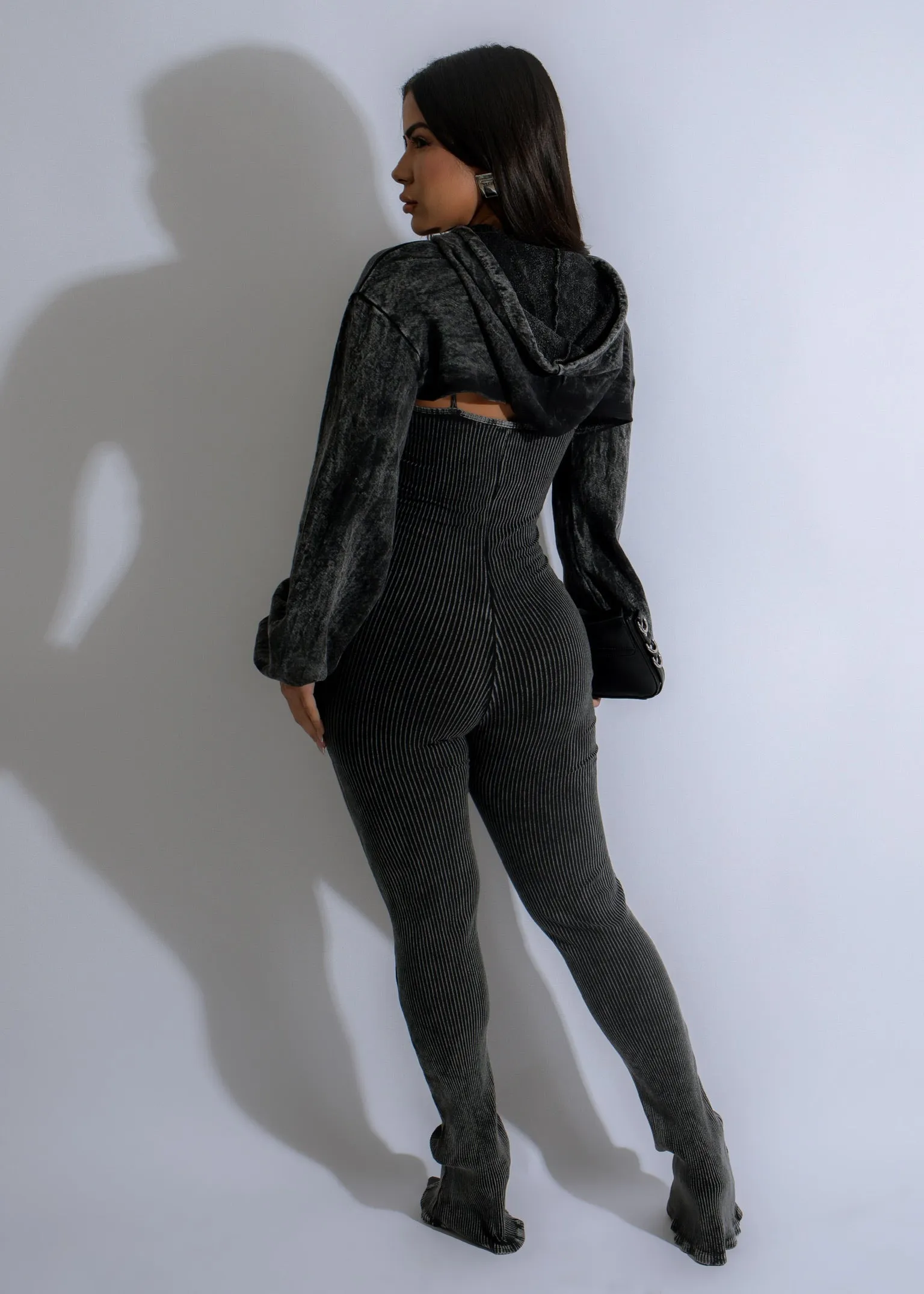Shadow Street Ribbed Jumpsuit Black