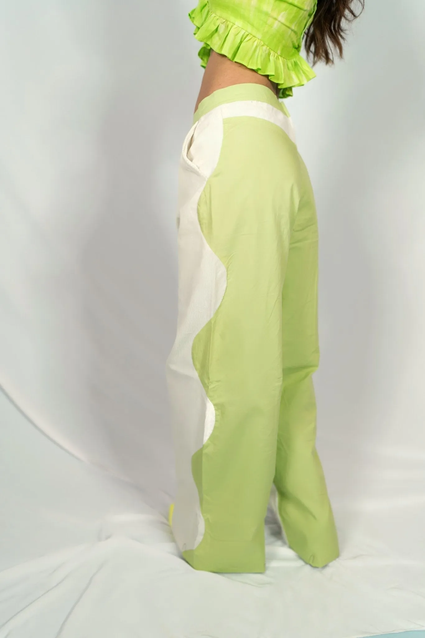 Side Waving Two-Tone Pants