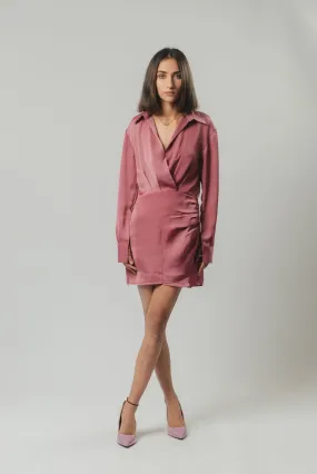 Smoky Pink Flared Satin Dress