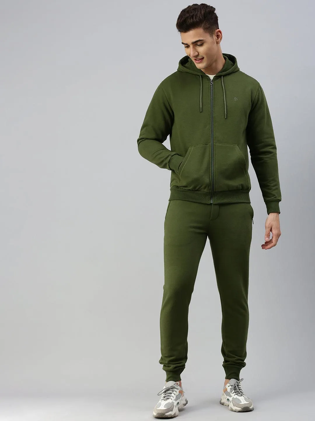 Sporto Men Ultra Fleece Hoodie Jacket and Jogger Coord Set -  Olive