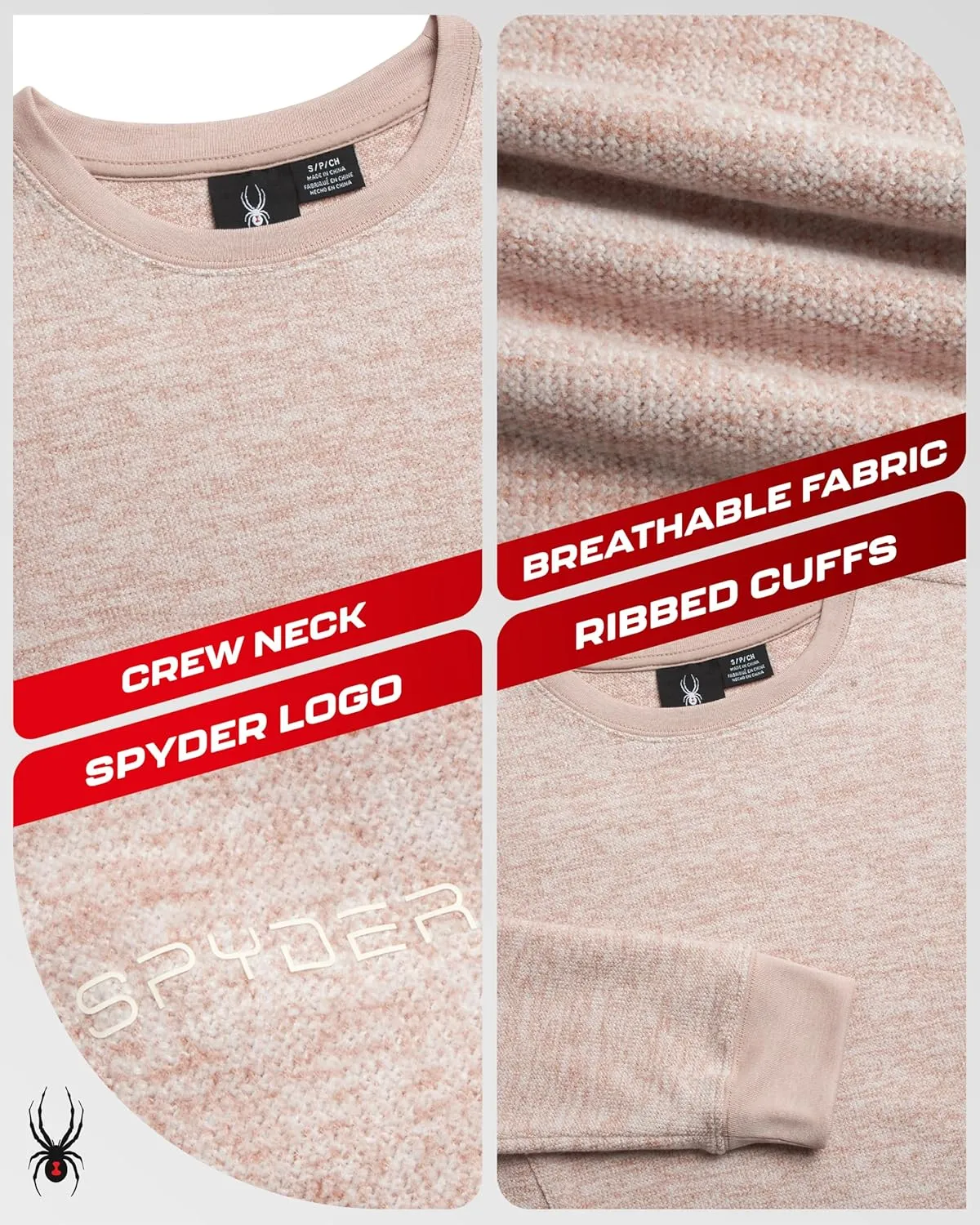 Spyder Women's Terry Fleece Sweater - Long Sleeve Fleece Pullover with Ribbed Cuffs Hem and Neckline (Sizes: S-XL)