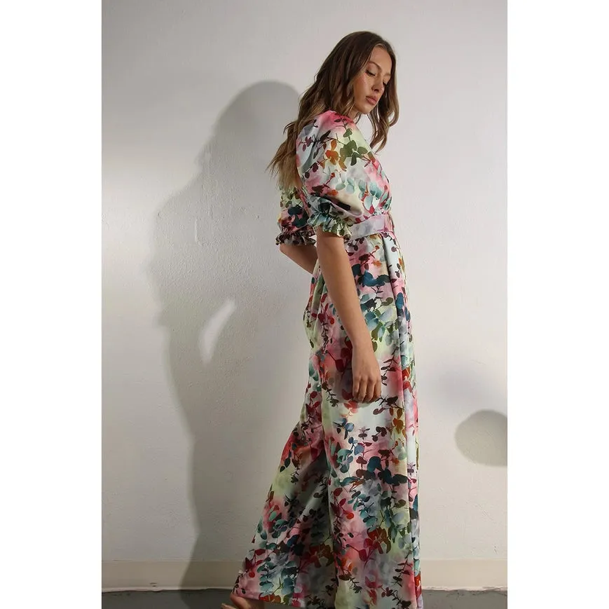 Square Neck Jumpsuit Sage Multi