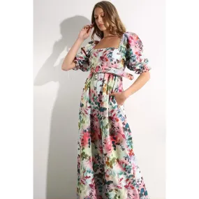 Square Neck Jumpsuit Sage Multi