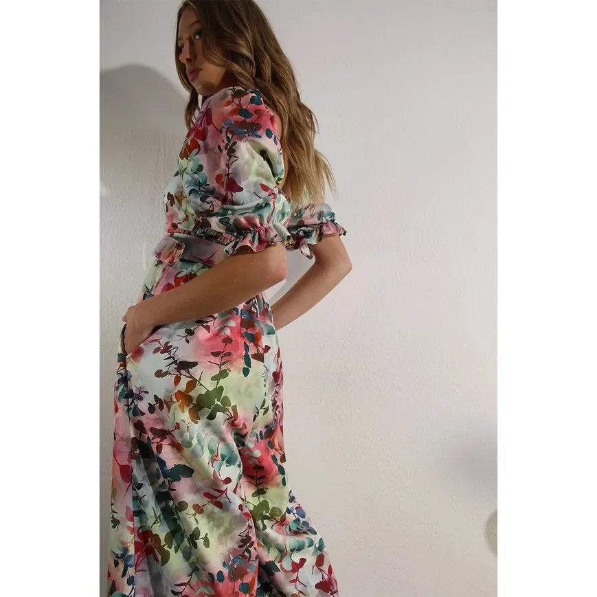 Square Neck Jumpsuit Sage Multi