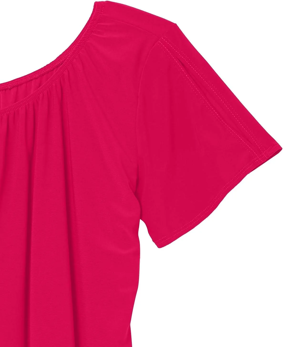 Star Vixen Women's Short/Slit Sleeve Keyhole-tie Peasant Top Bubble Hem
