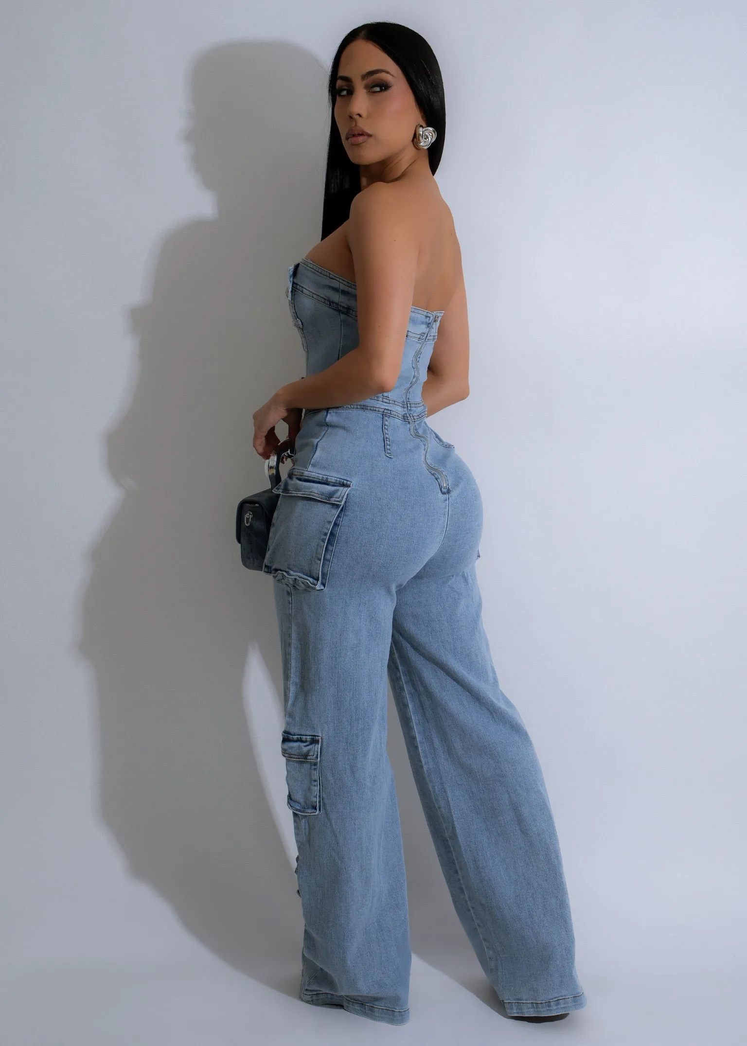 Steel Rebel Cargo Jumpsuit Light Denim