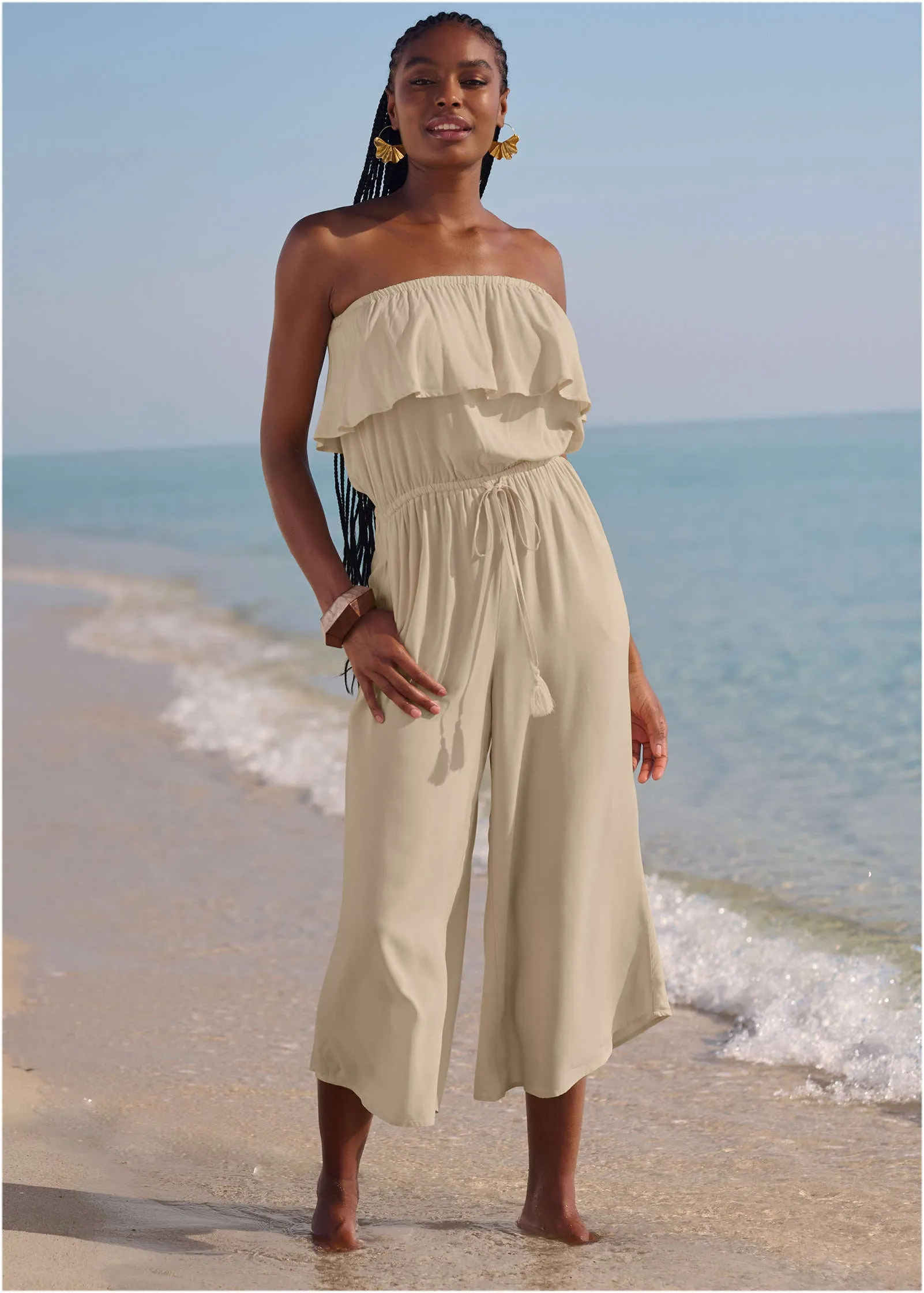 Strapless Jumpsuit Cover-Up - Sweet Cream