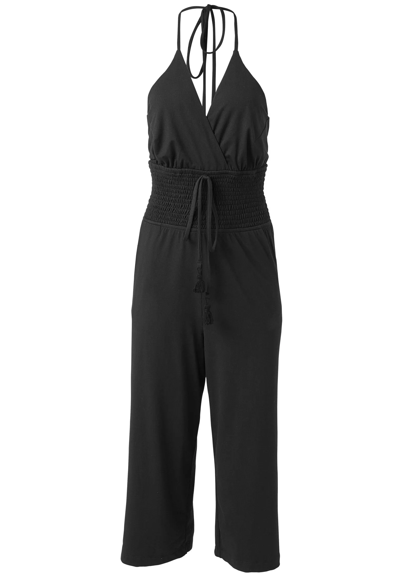 Tassel Halter Jumpsuit - Black