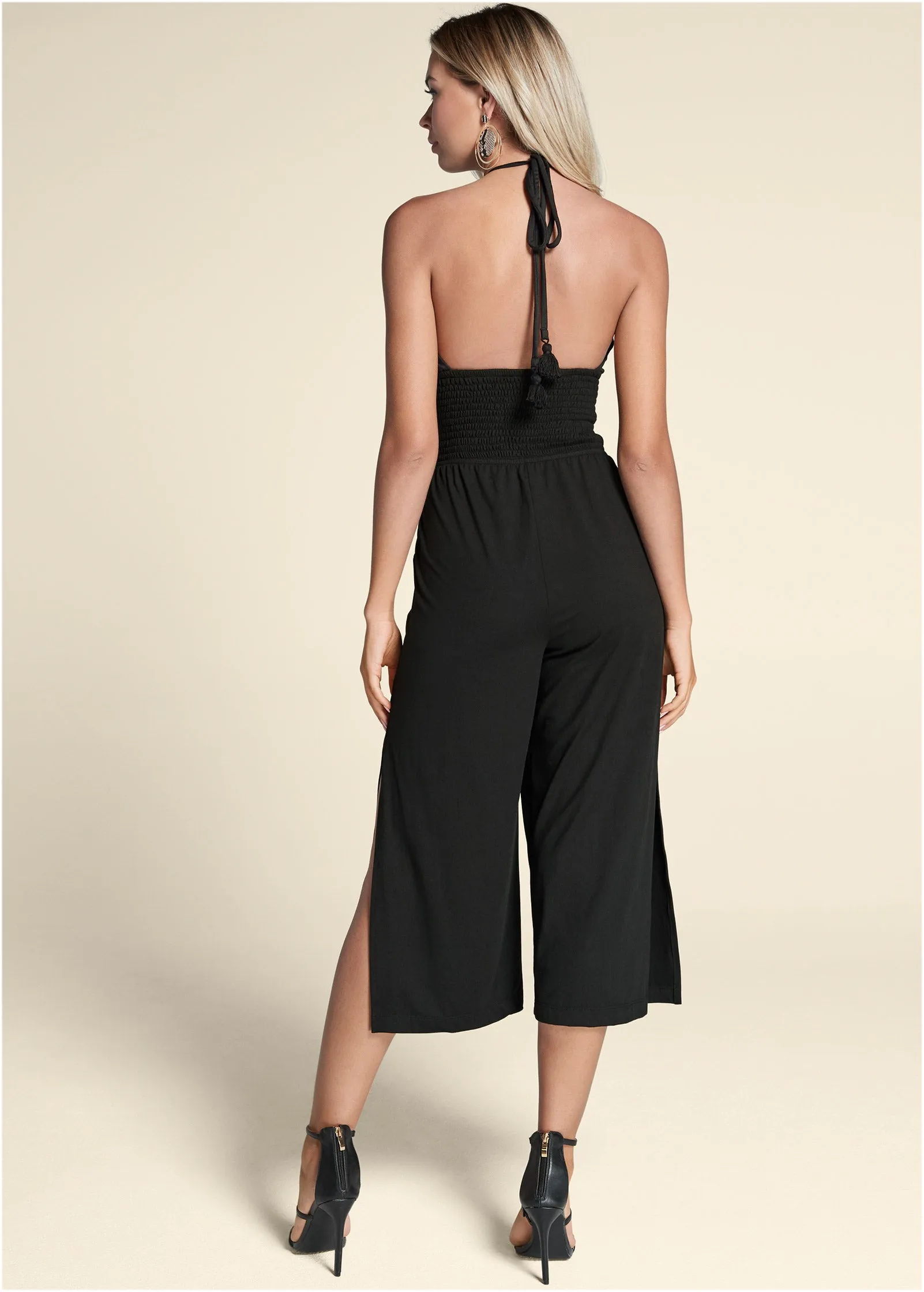 Tassel Halter Jumpsuit - Black