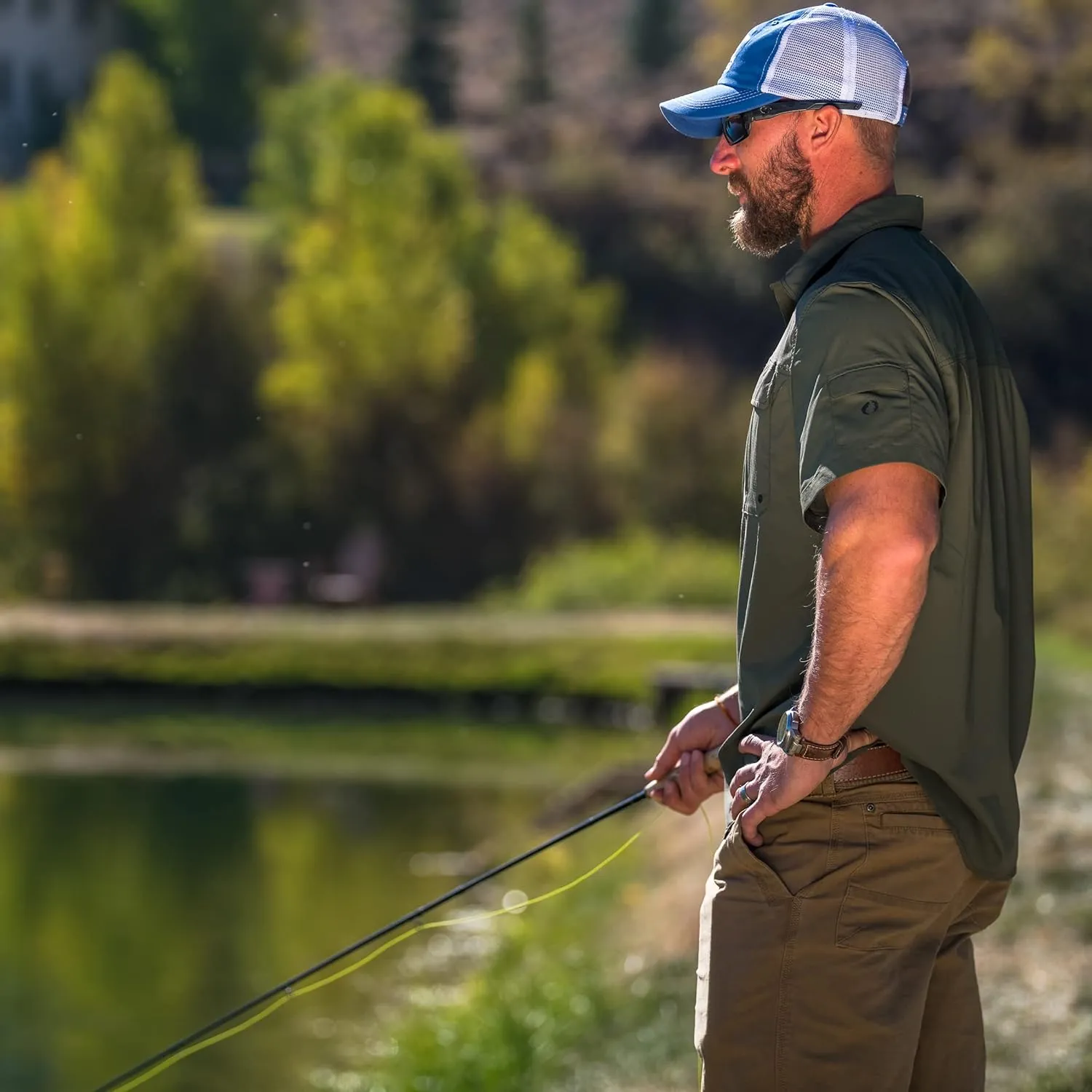 The American Outdoorsman Blackfoot River Short Sleeve Performance Fishing Shirt for Men