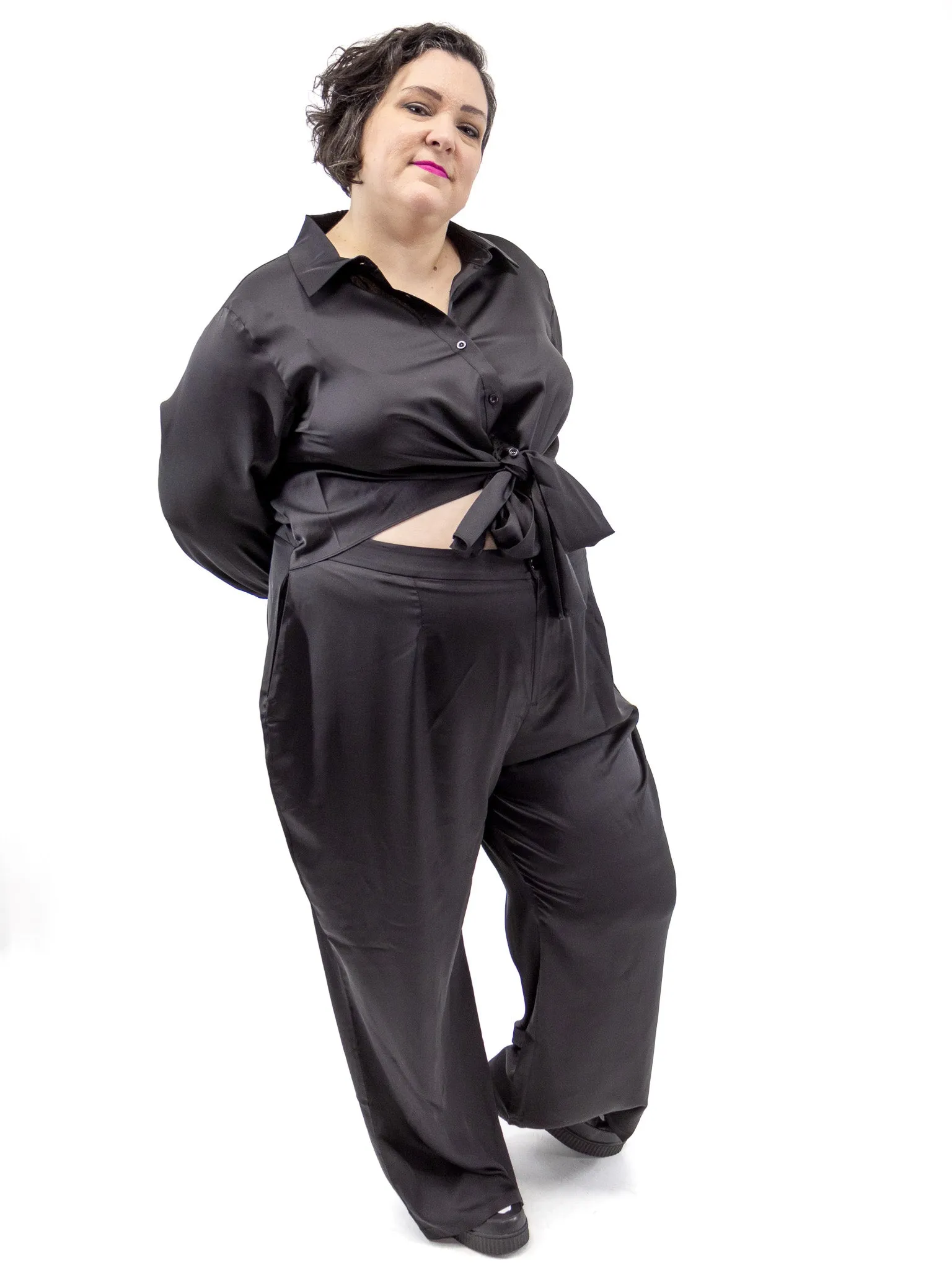 Tie Front Satin Jumpsuit FOXBLOOD