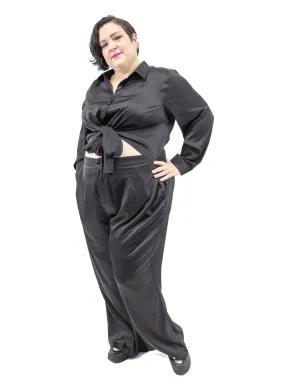 Tie Front Satin Jumpsuit FOXBLOOD