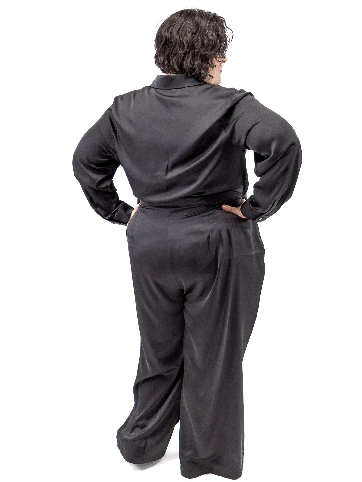 Tie Front Satin Jumpsuit FOXBLOOD