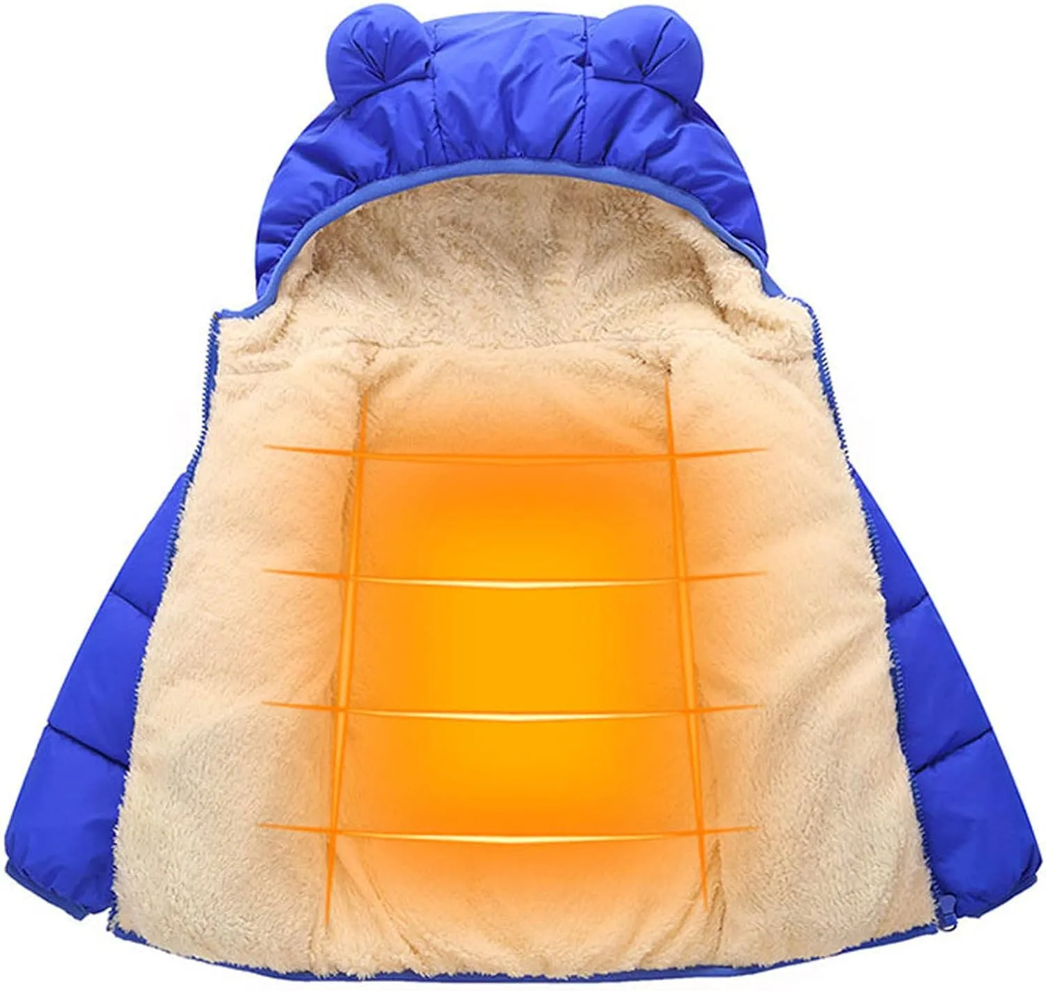 Toddler Winter Jacket Kids Fleece Lined Puffer Jacket Warm Coats for Girls Bear Ear Jacket Boys Infant Hoodie Jacket