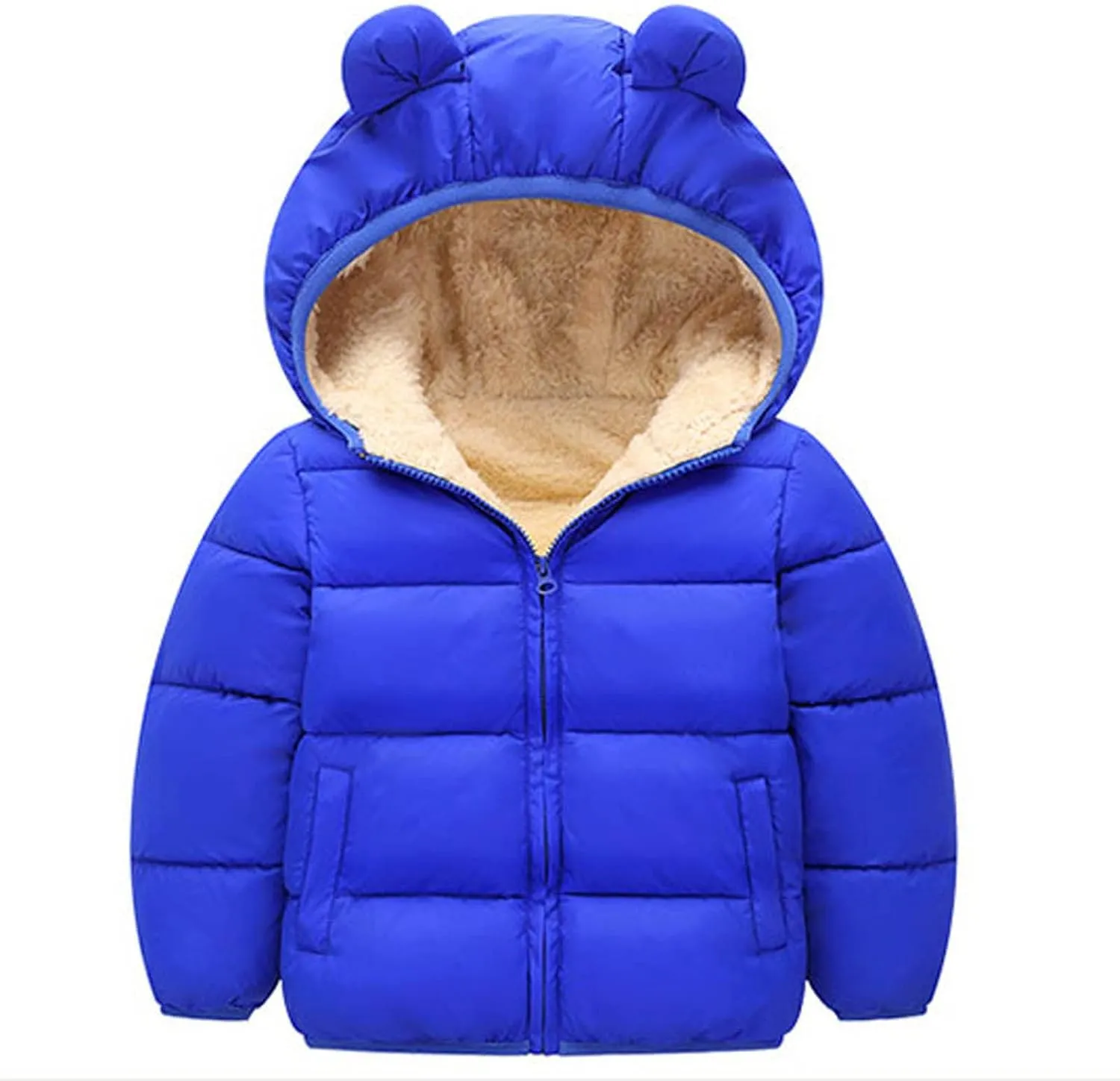 Toddler Winter Jacket Kids Fleece Lined Puffer Jacket Warm Coats for Girls Bear Ear Jacket Boys Infant Hoodie Jacket