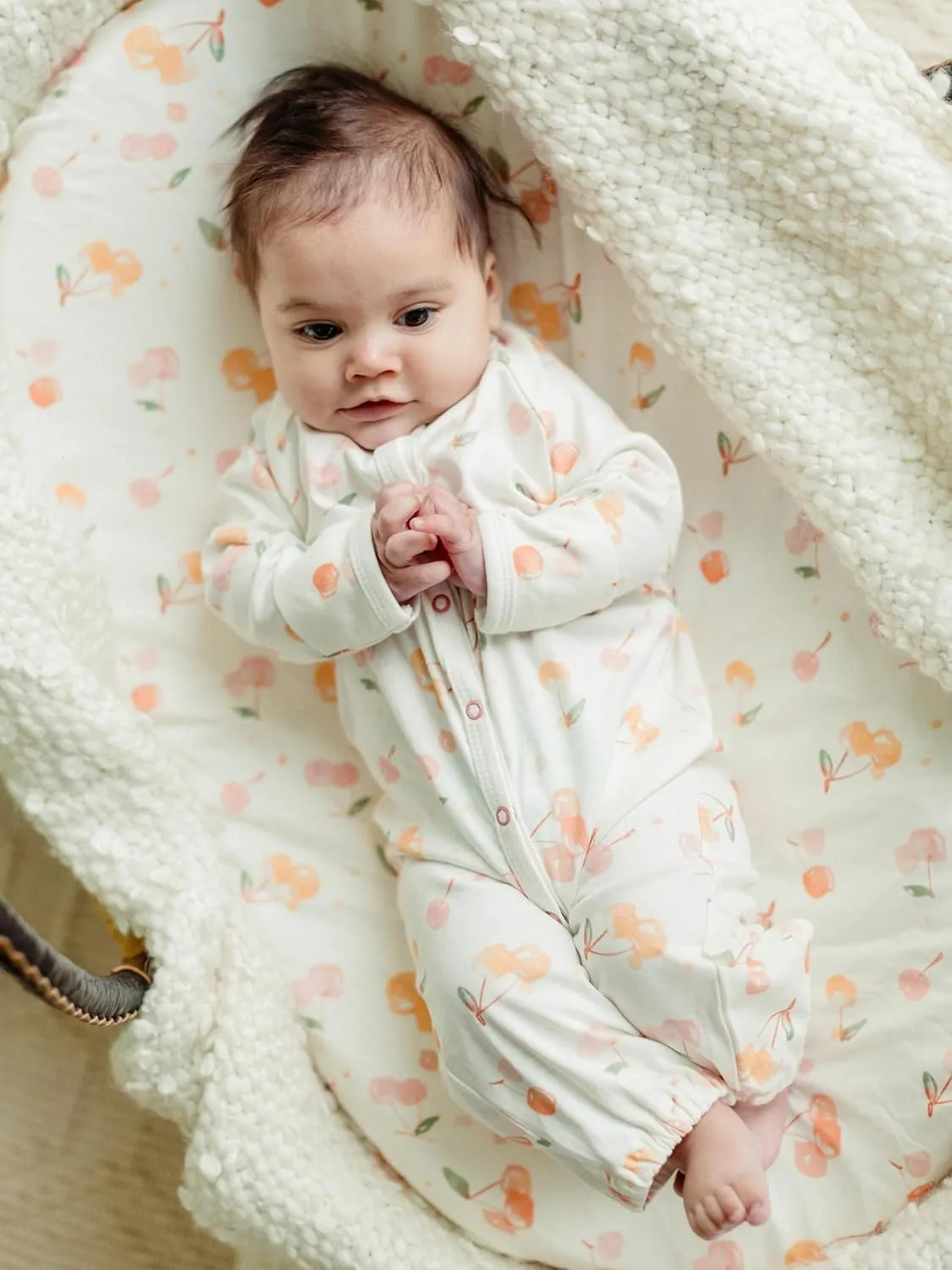 Under the Nile Organic Cotton Convertible Romper and Beanie Set - Cherry Picking - 0-3 Months