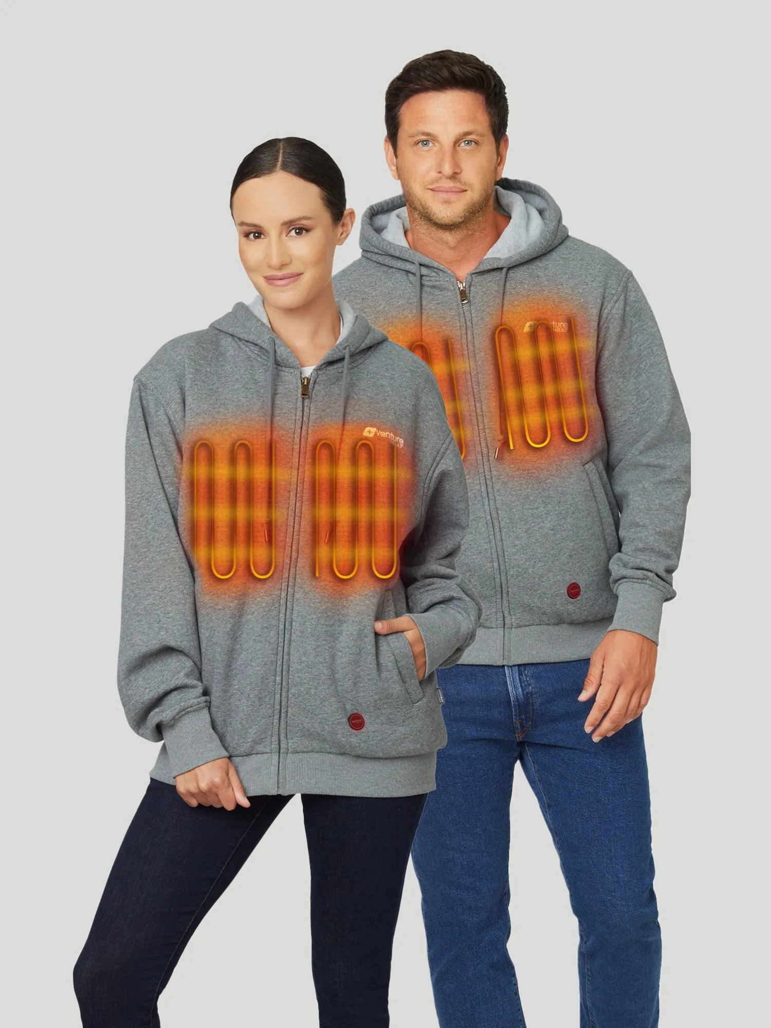 Unisex 11W Heated Ultra Soft Hoodie with HeatSync  - Gray