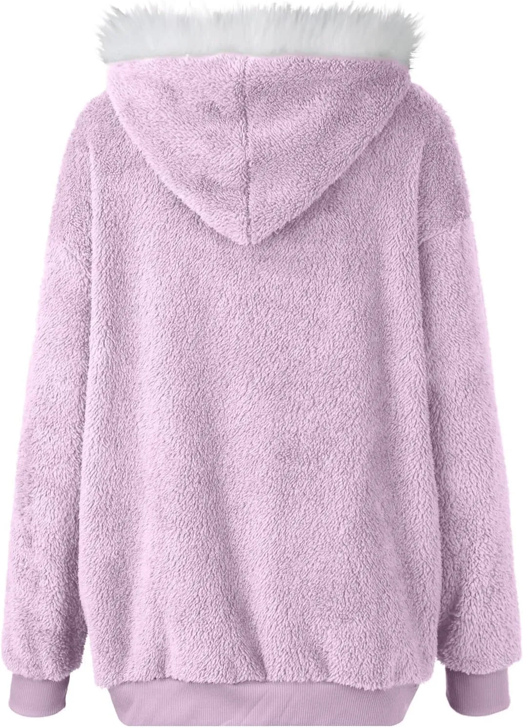 UQRZAU Winter Jackets for Women, Women's Plush Zippered Hooded Solid Color/Color Block Patchwork Cardigan S, 5XL
