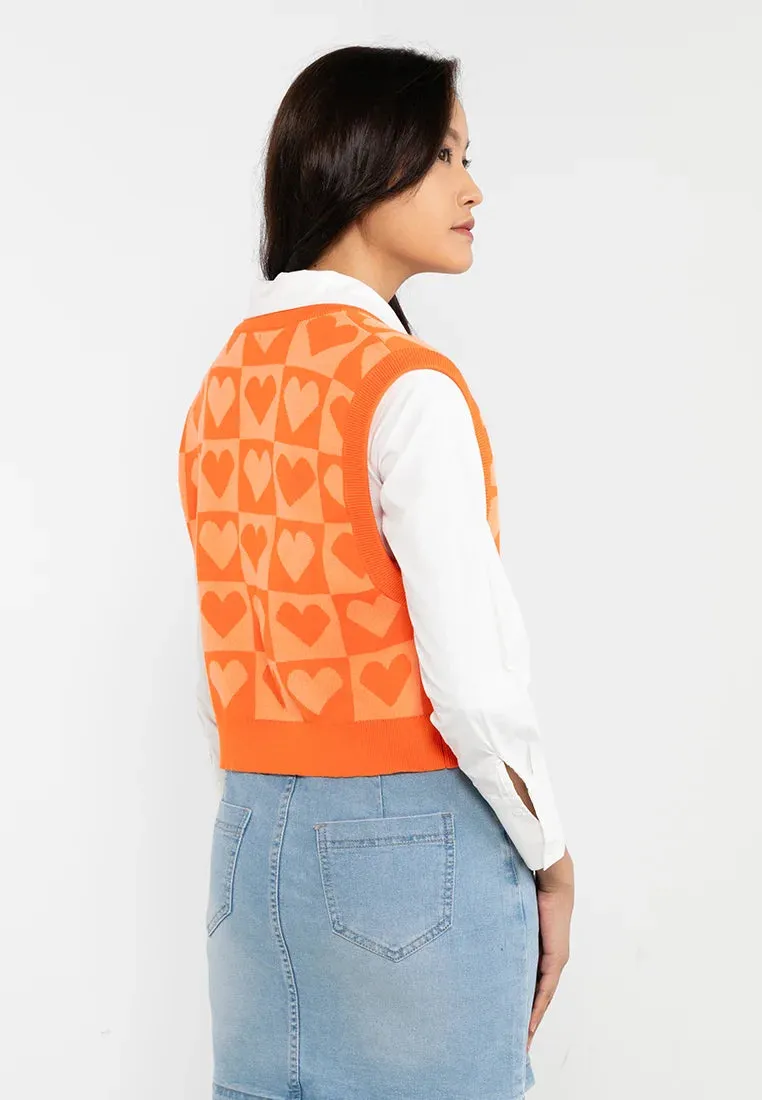 VOIR JEANS Love Vibes Collection : Heart Shape Checkered Knit Vest