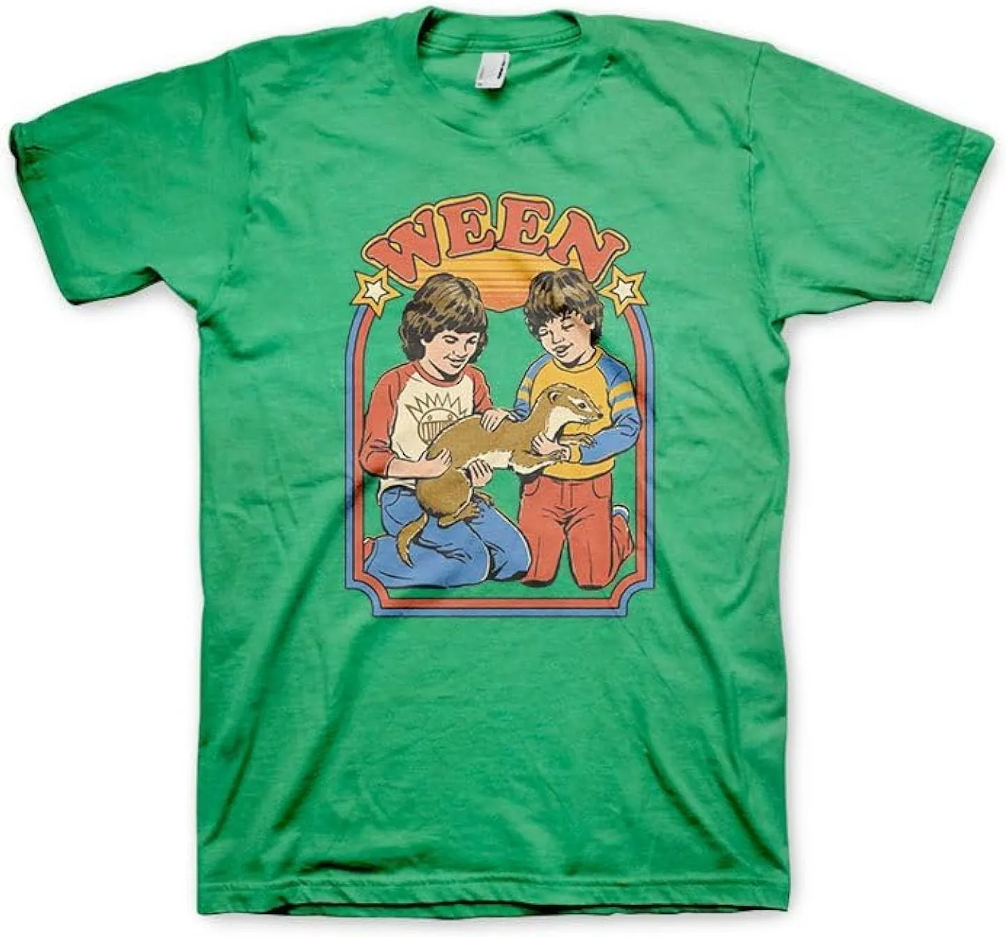 Ween Band Weasel Mens Green Short Sleeve T Shirt Alternative Punk Vintage Style Graphic Tees