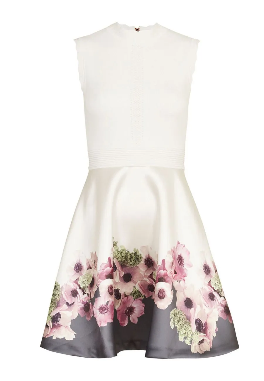 White Janyis Neopolitan Floral Print Knit Dress