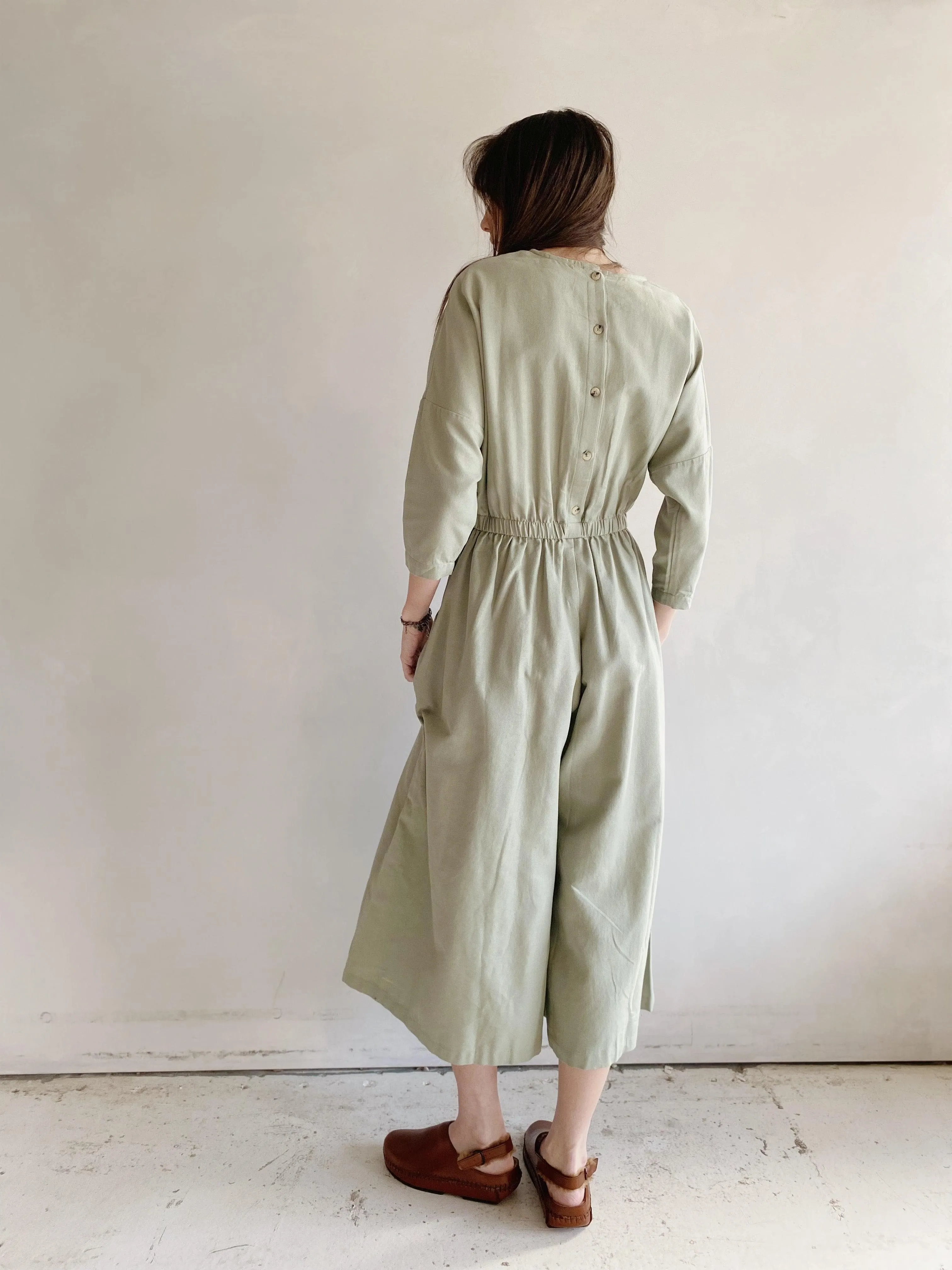 wide culotte jumpsuit in agave